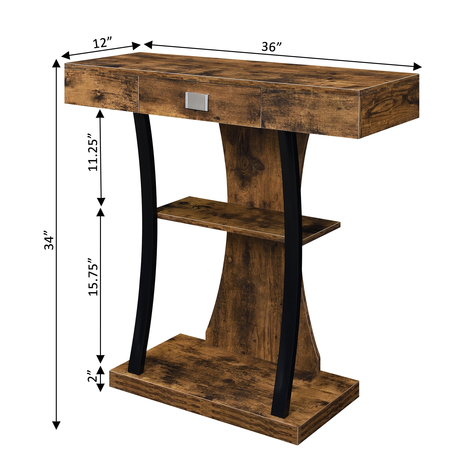 Convenience Concepts Newport 1 Drawer Harri Console Table with Shelves, Multiple Finishes - Image 5