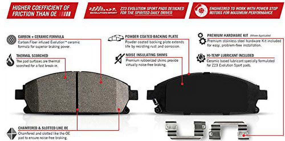 Power Stop Rear Z23 Evolution Carbon-Fiber Ceramic Brake Pads Z23-905 - Image 2