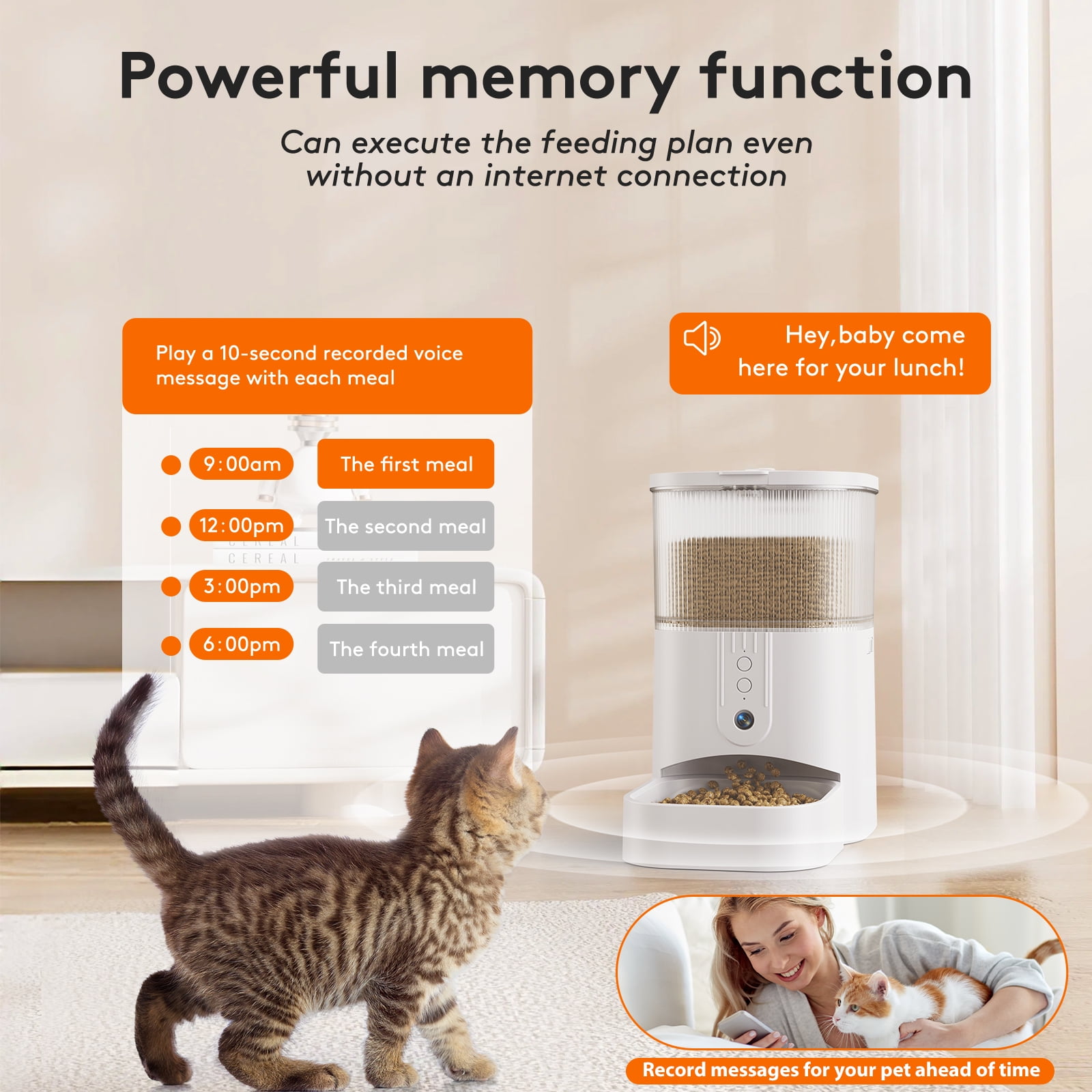 Zoolike Automatic Pet Feeder for Cats Dogs Rabbits with Camera,1080P HD Video with Night Vision, 2.4G WiFi Smart Food Dispenser with APP Control,3L - Image 2