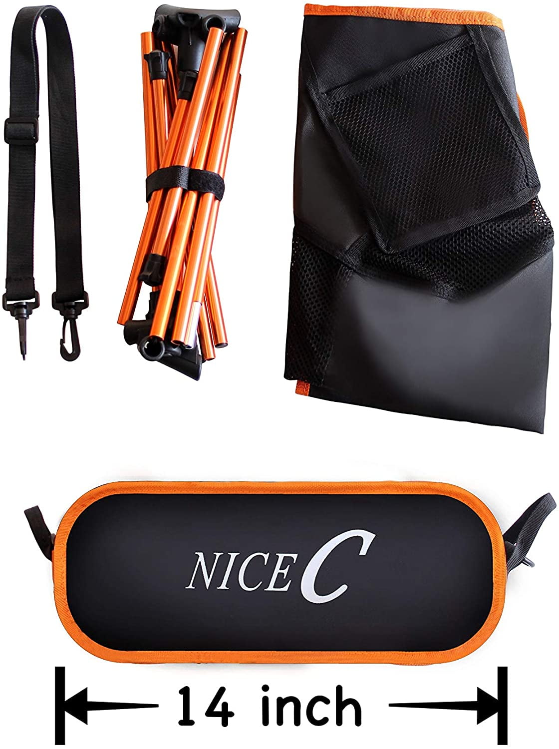 NiceC Aluminum Polyester Folding Chair (1 Pack), Orange - Image 3