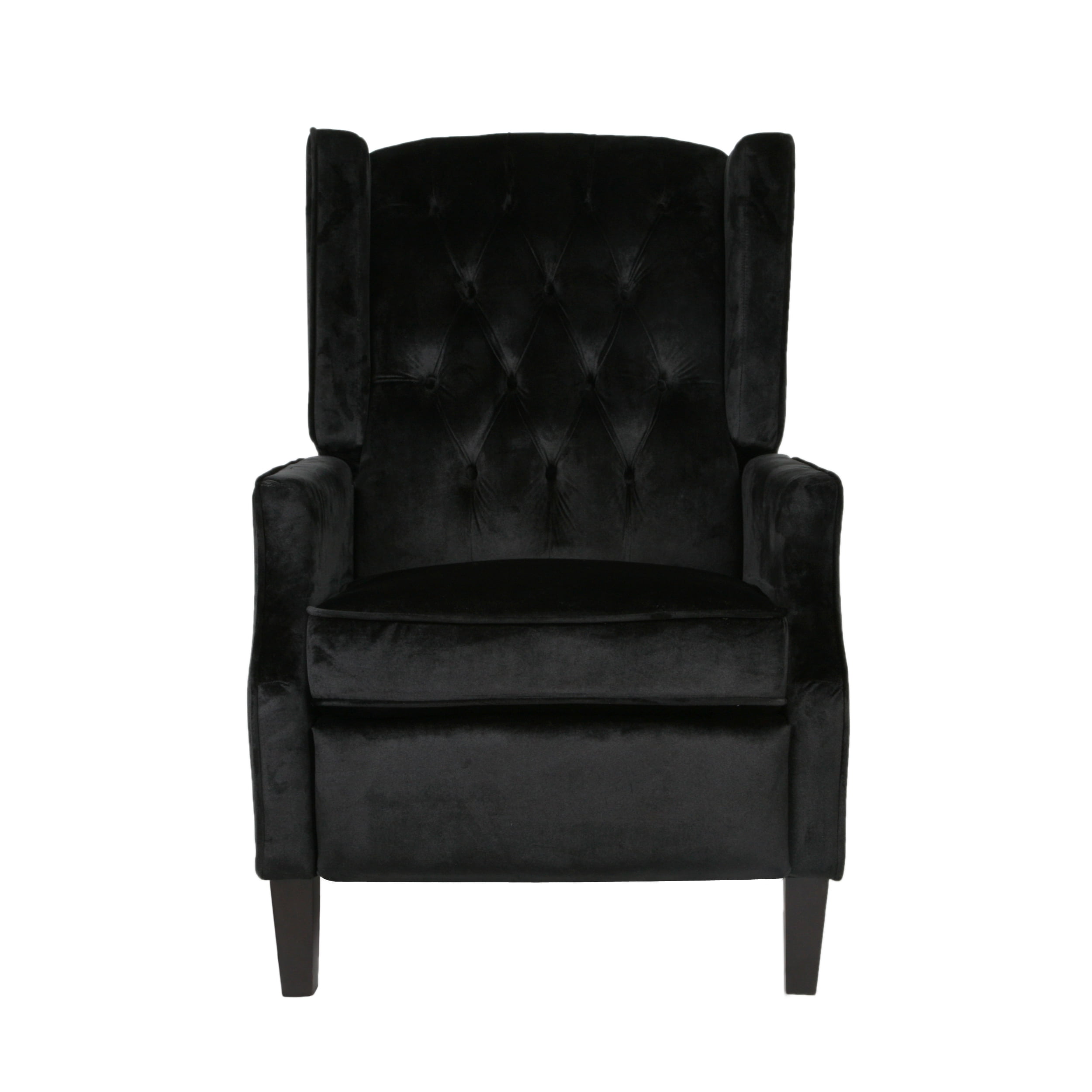 Noble House Zakyiah Standard Velvet Wingback Recliner, Black - Image 9