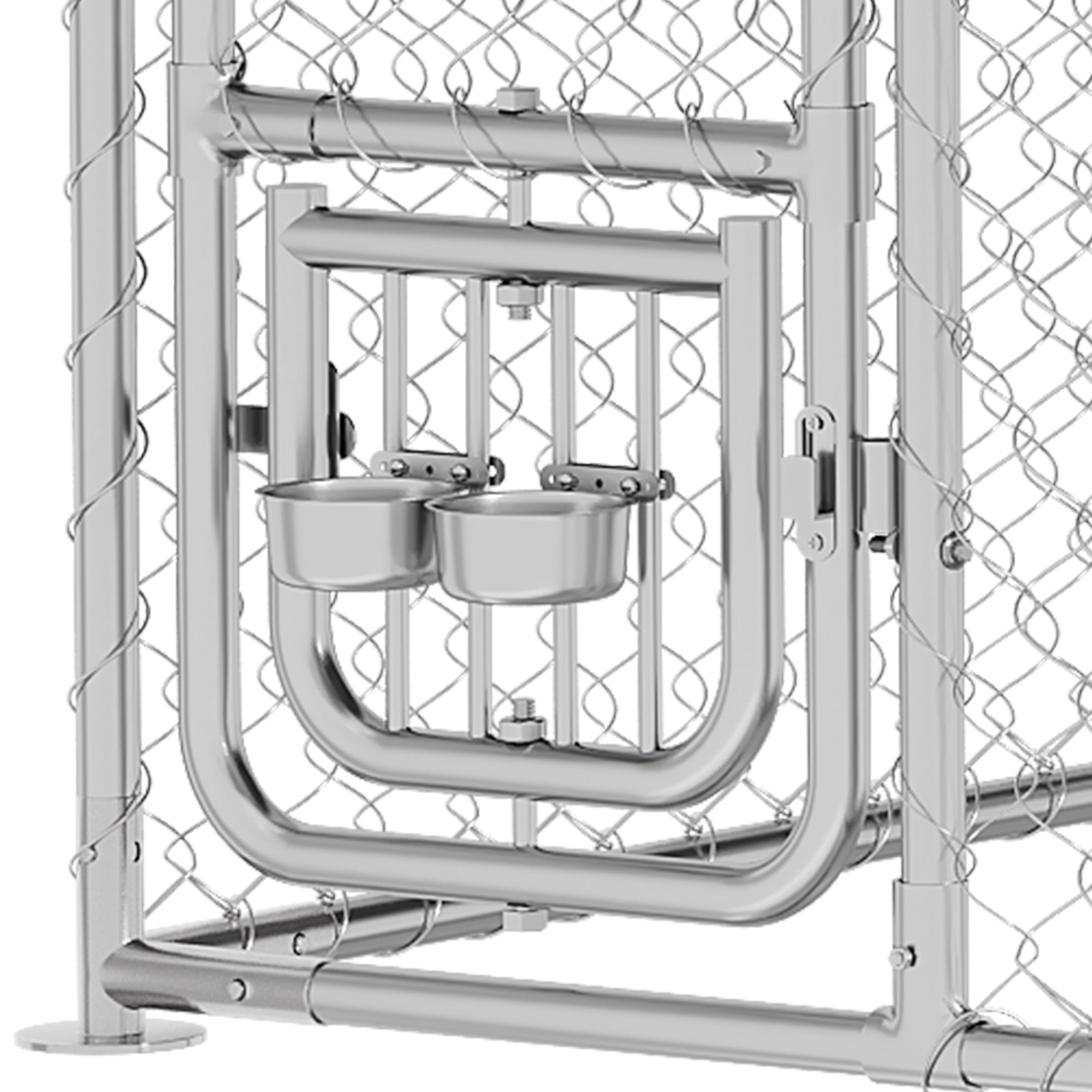 Uforic 10'x10' Large Outdoor Dog Kennel with Rotating Feeder Bowls, Outdoor Dog Enclosure with Roof, Heavy Duty Dog Kennel for Backyard Farm - Image 3