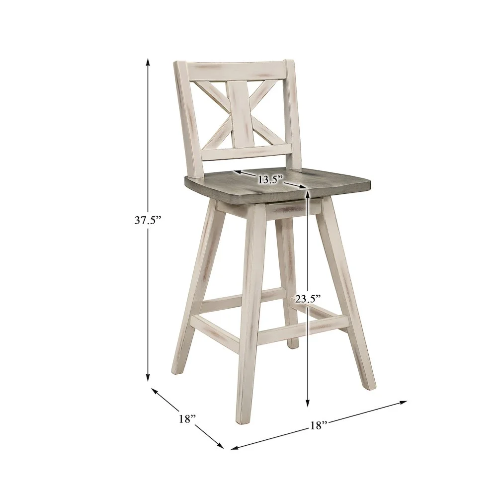 Homelegance Amsonia 360 Swivel Bar Counter Height Chair Stool, White (2 Pack) - Image 4