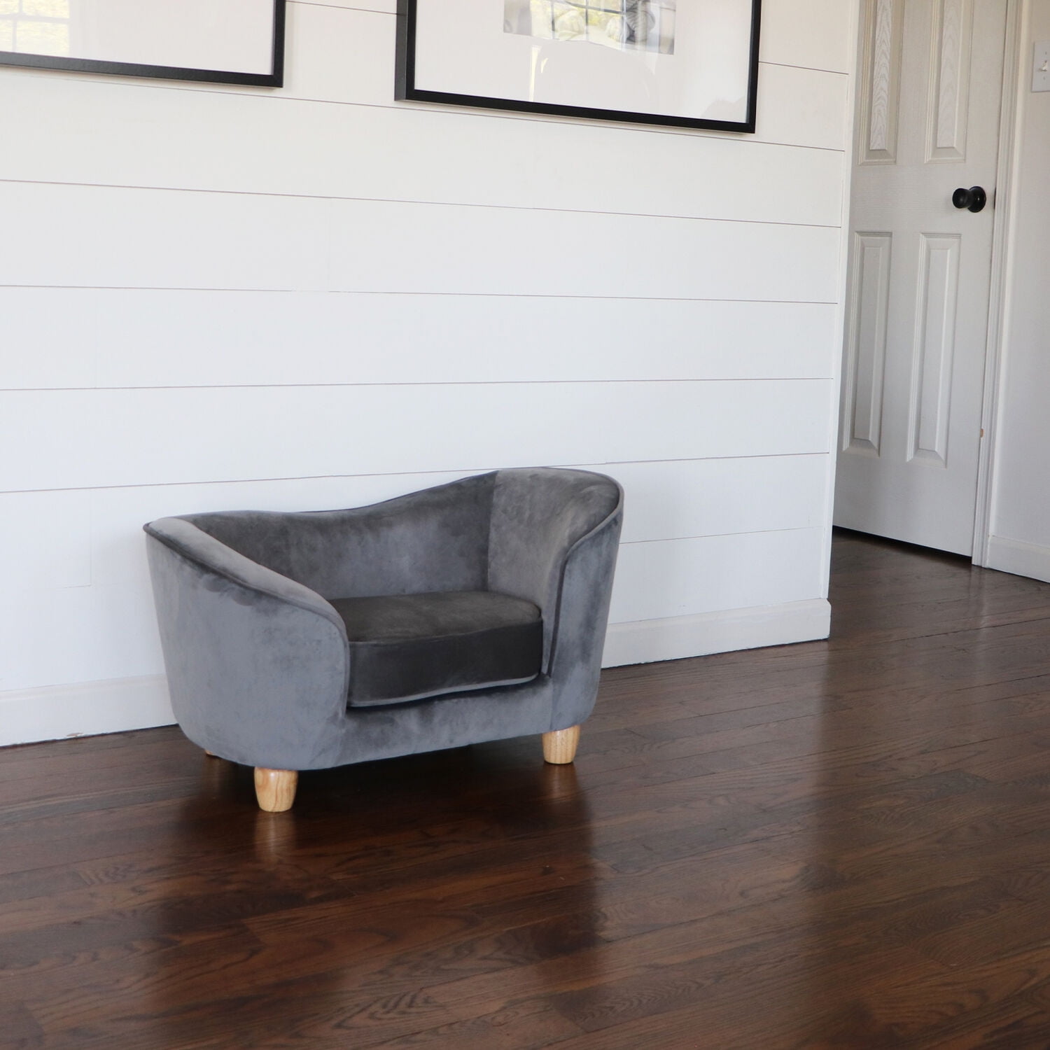 Critter Sitters 28-In. Faux-Velvet Gray Oval Pet Bed for Small-Sized Dogs and Cats - Image 5