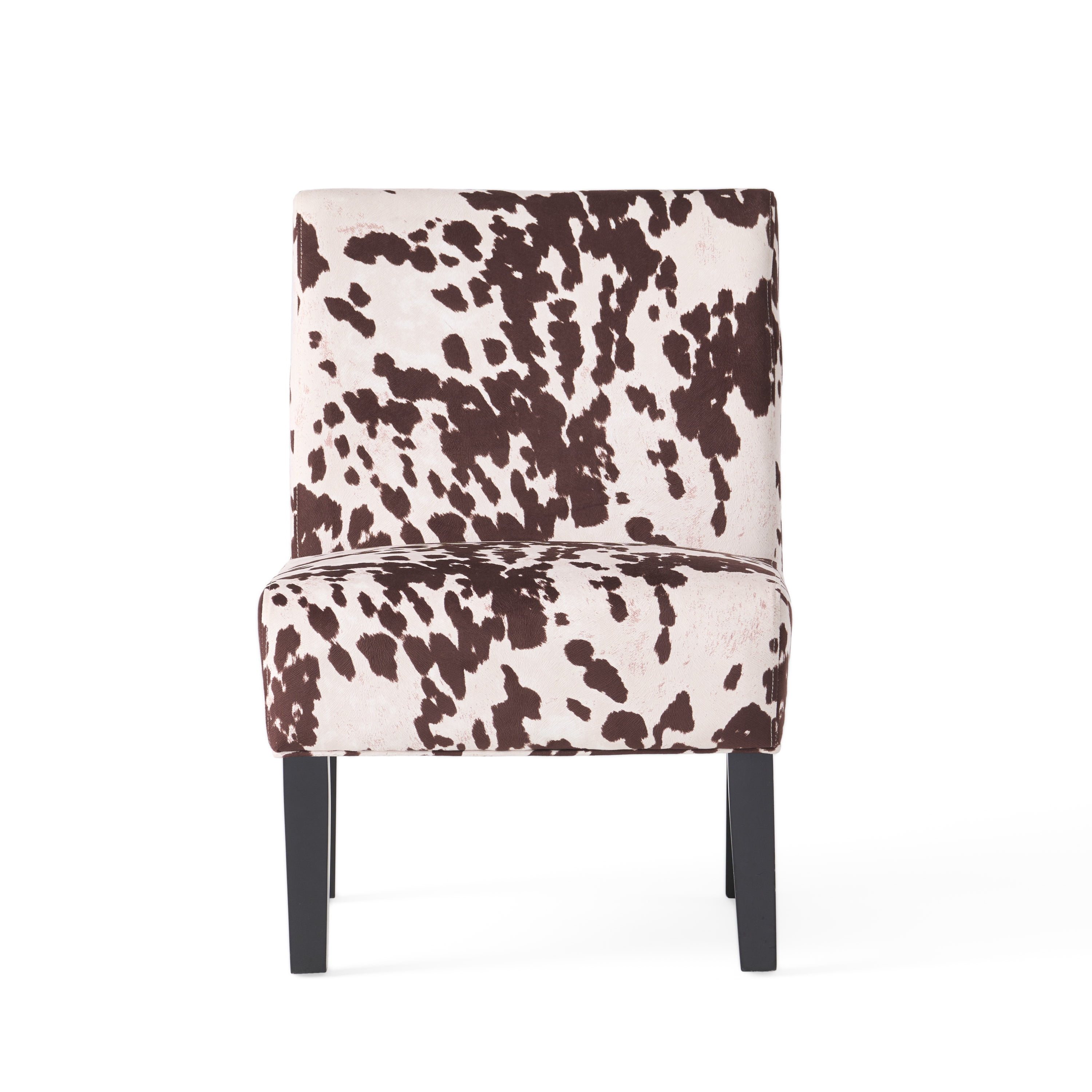 Noble House Cassie Contemporary Fabric Slipper Accent Chair (Set of 2), Cow Print and Matte Black - Image 4