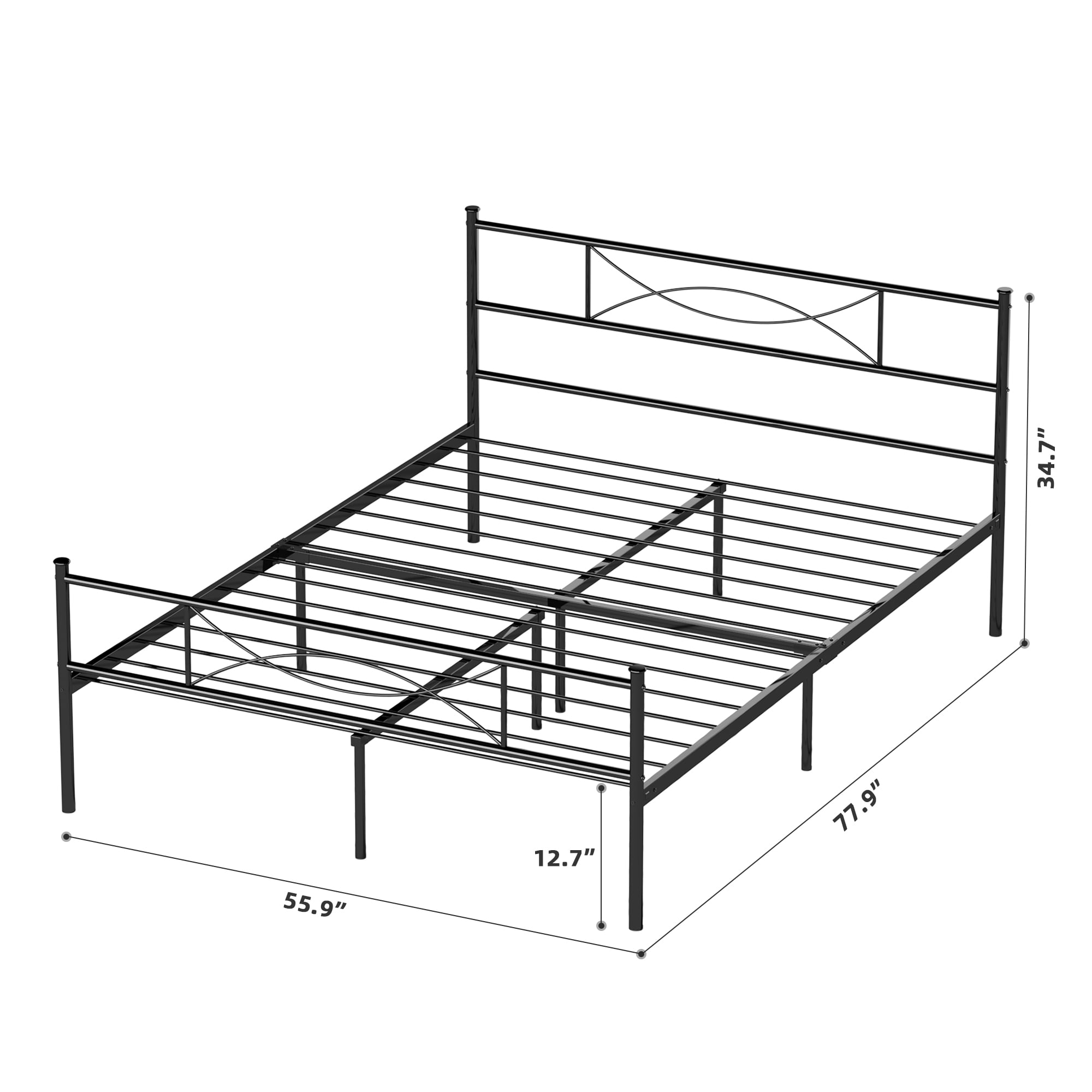 Yoneston Easy Set-up Premium Full Size Metal Platform Bed, Black - Image 4