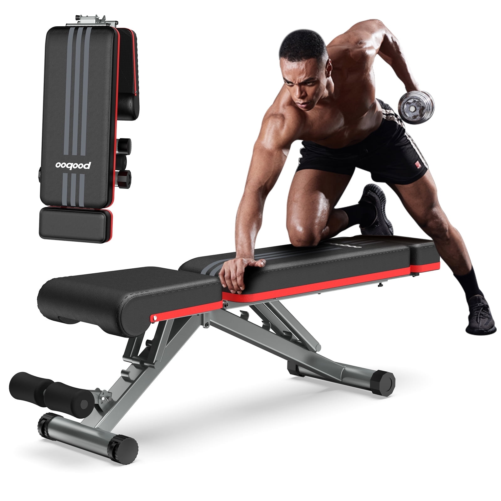 Pooboo Folding Incline Bench Adjustable Workout Weight Bench Gym Dumbbell Bench Strength Training 660 lbs Capacity - Image 7