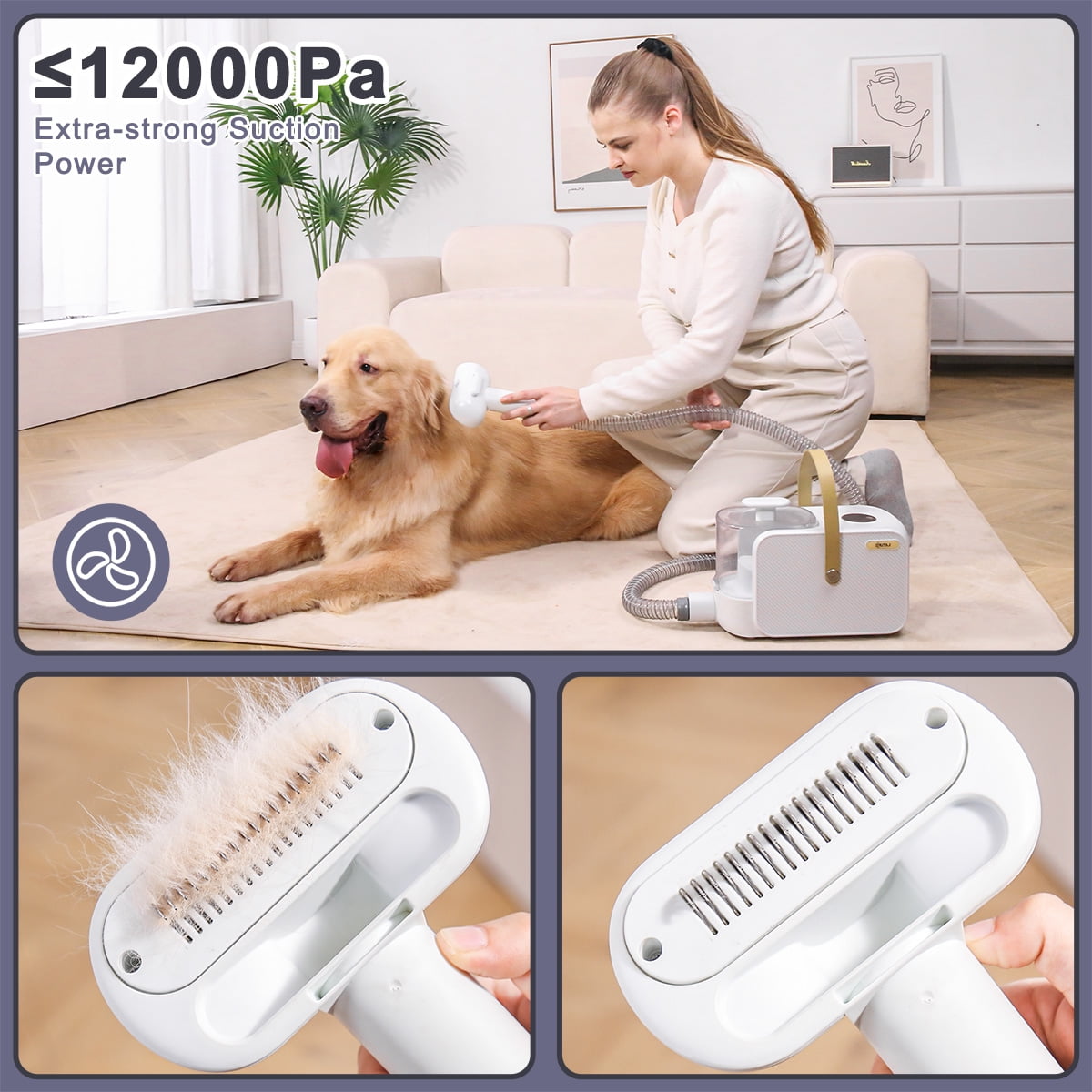 Lature Dog Grooming Kit Hair Vacuum Pet Grooming Vacuum, 2L Large Capacity for Shedding Grooming Hair Quiet 5 Tools - Image 6