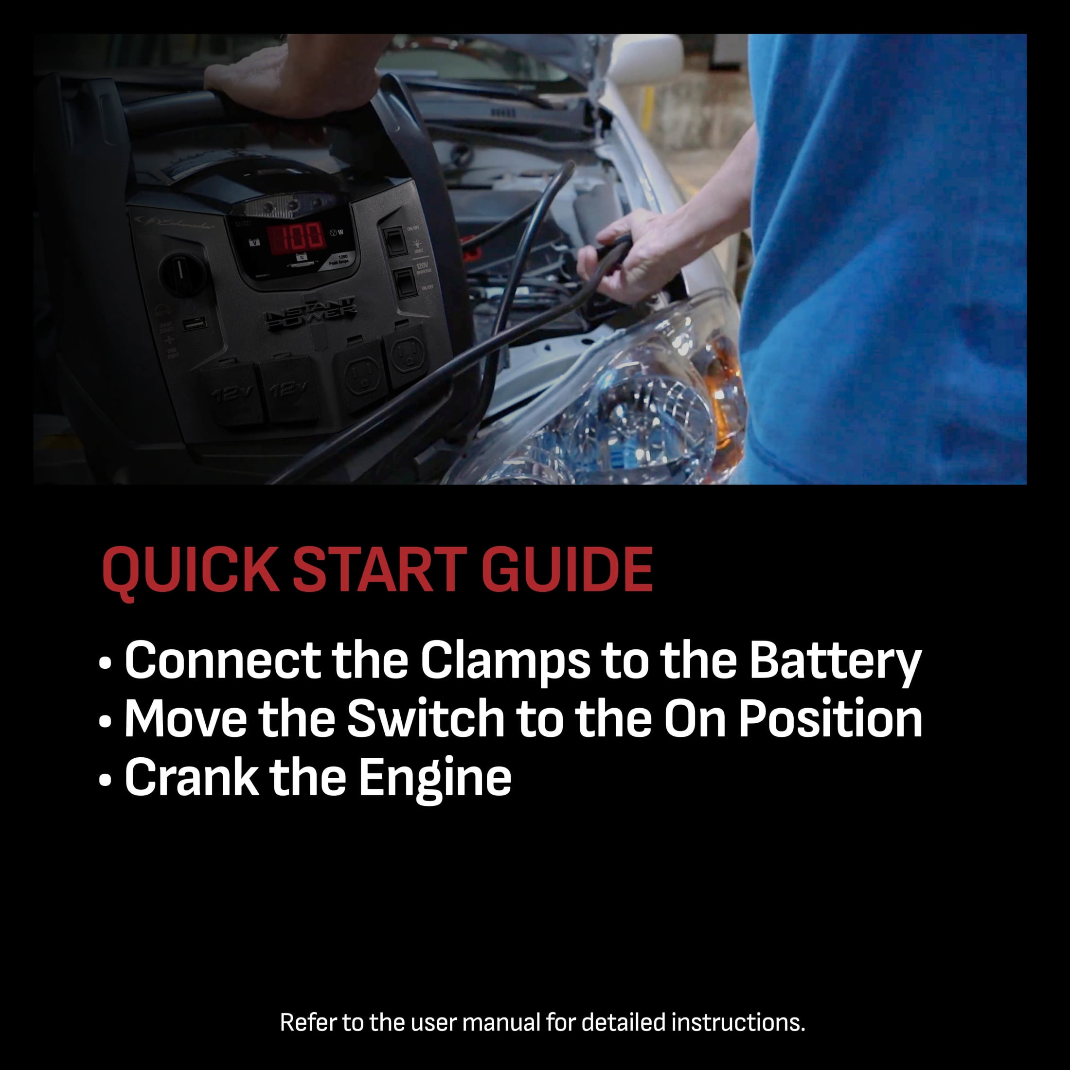 Schumacher Electric 1500A Car Battery Jump Starter and Portable Power Station, 150-PSI Compressor, 200 Continuous/400 Peak Watt Inverter, 12V, SJ1427 - Image 5