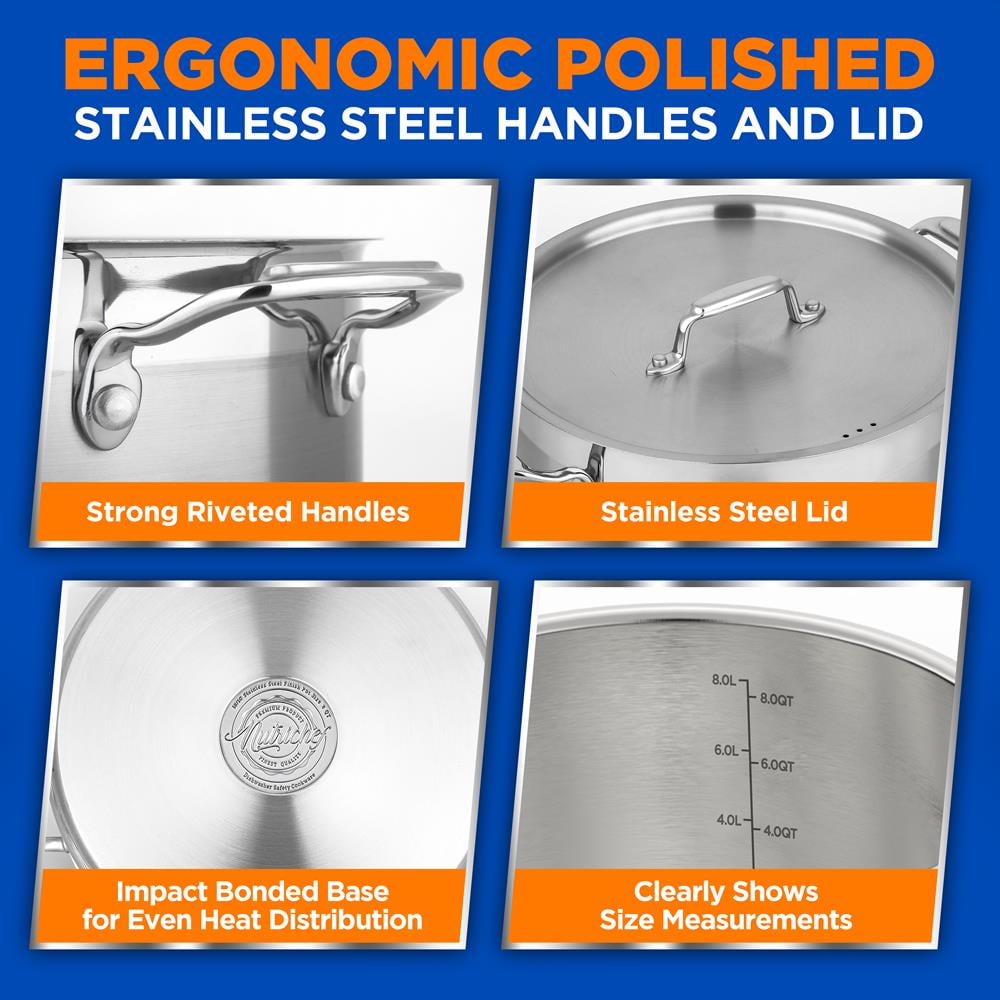 NutriChef 18/8 Heavy Duty Stainless Steel Large Stock Pot - Image 2