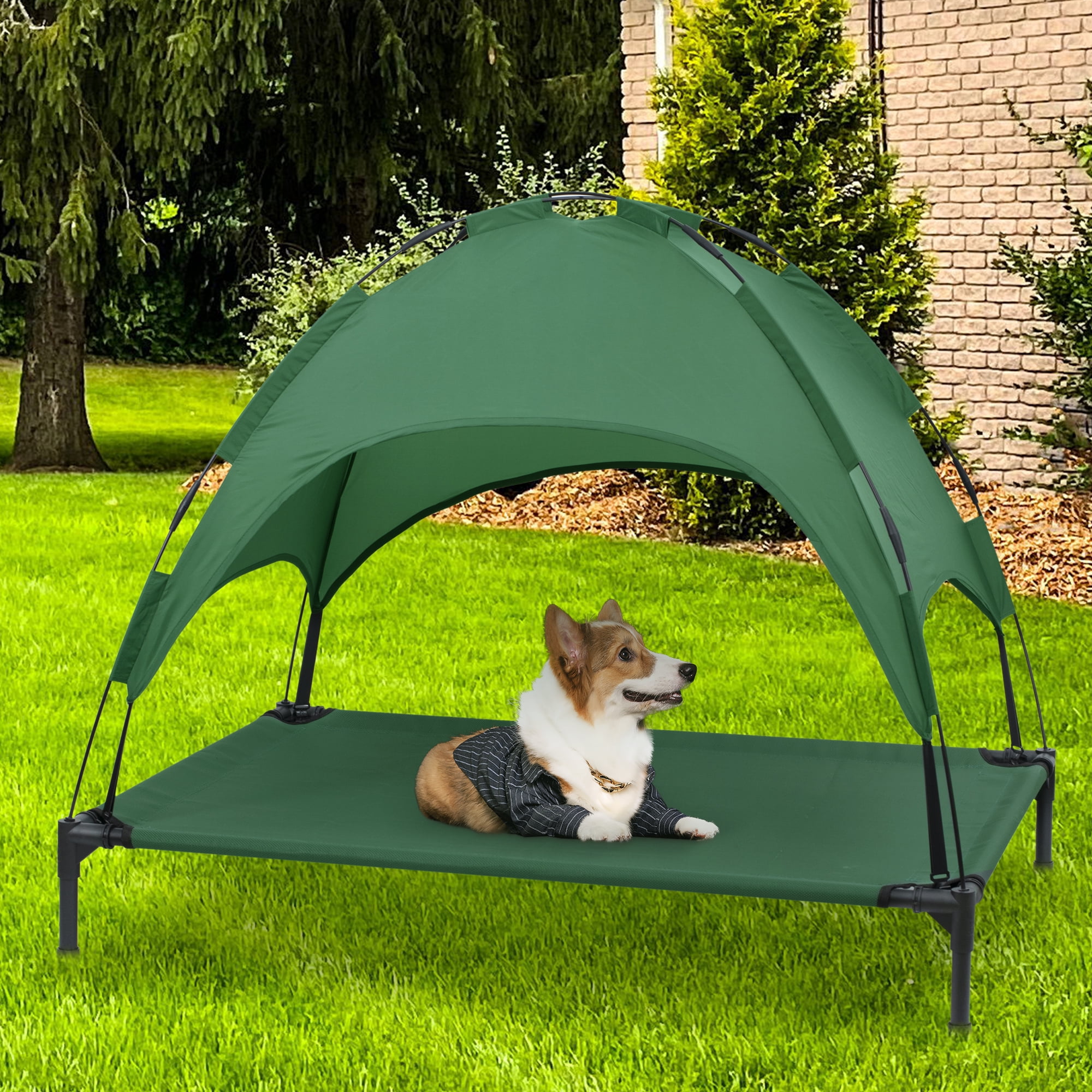 Niubya 48in Elevated Cooling Dog Bedy, Outdoor and indoor Portable Pet Cot with Removable Canopy, Green - Image 5
