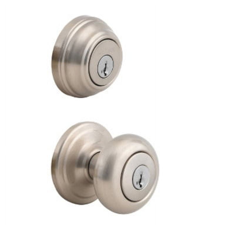991 Juno Keyed Entry Knob and Single Cylinder Deadbolt Combo Pack featuring SmartKey® in Satin Nickel - Image 3
