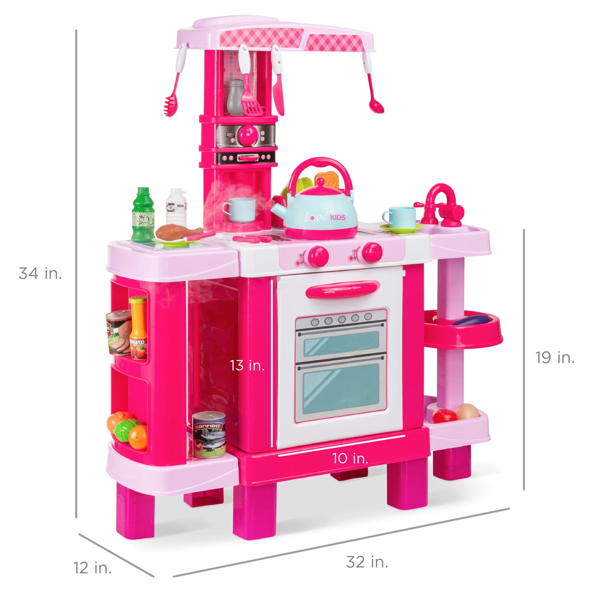 Best Choice Products Pretend Play Kitchen Toy Set for Kids with Water Vapor Teapot, 34 Accessories, Sounds - Image 4