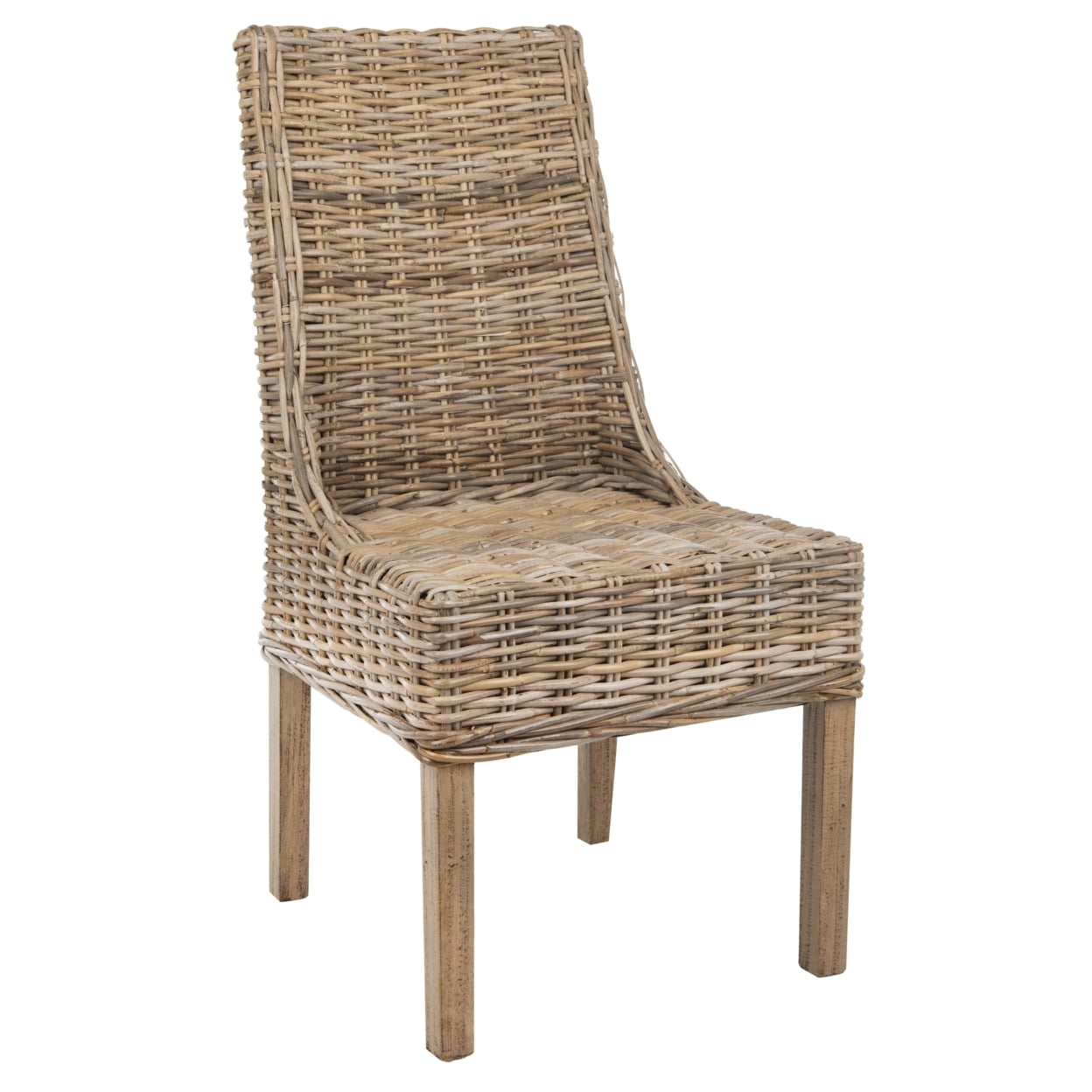 SAFAVIEH Suncoast Nautical Rattan Solid Dining Parsons Chair, Natural (Set of 2) - Image 2