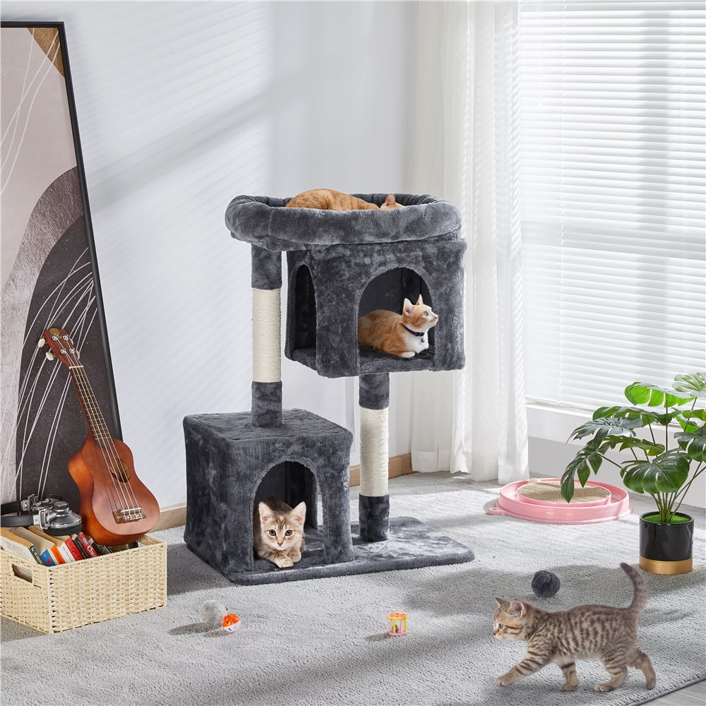 Renwick 33.5" Height Small Cat Tree Tower with 2 Condos, Dark Gray - Image 4
