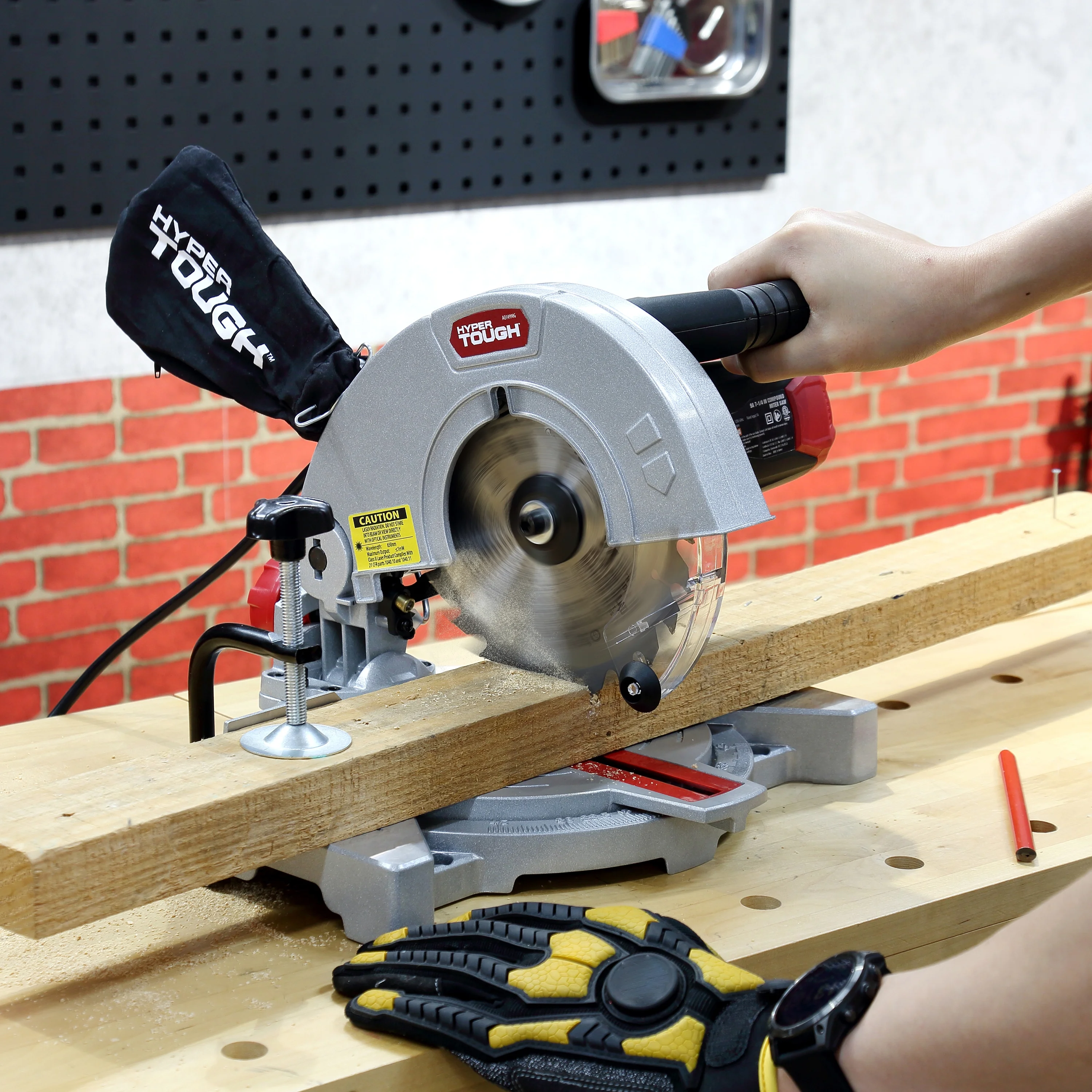 Hyper Tough 7-1/4 Inch 9 Amp Corded Compound Miter Saw, Laser Guide, New Condition - Image 11