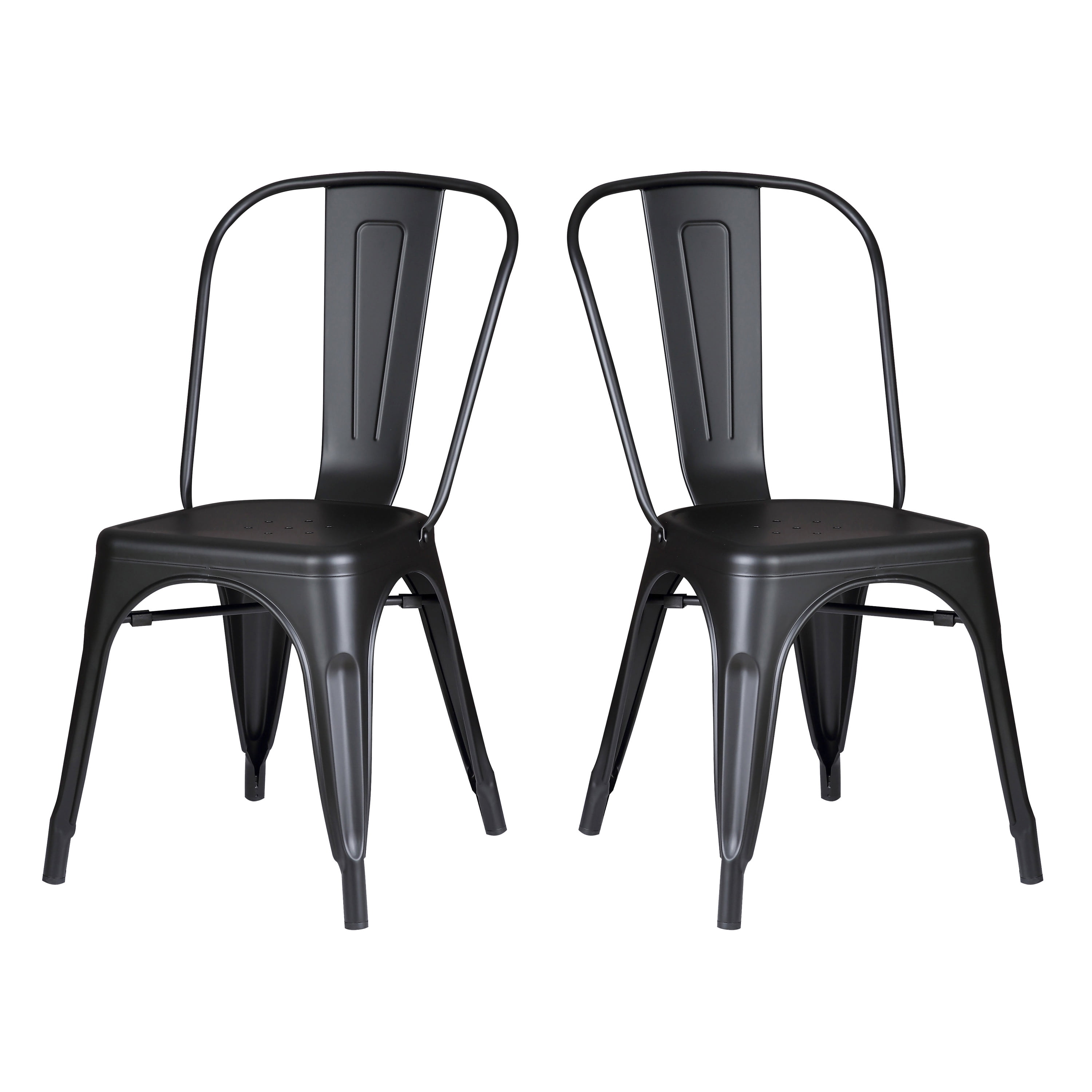 AC Pacific Cole Collection Modern Style Metal Dining Room Kitchen Bar Chairs (Set of 2), Matte Black - Image 5
