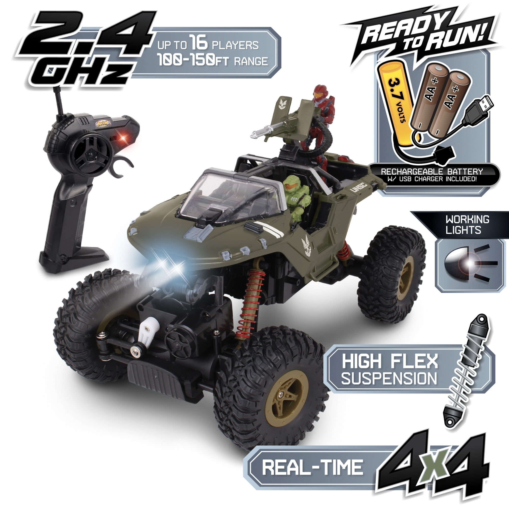 NKOK HALO Infinite RC: UNSC Warthog "Rock Hog" - Rock Climber, Master Chief & Spartan, 2.4 GHz RC Vehicle - Image 7
