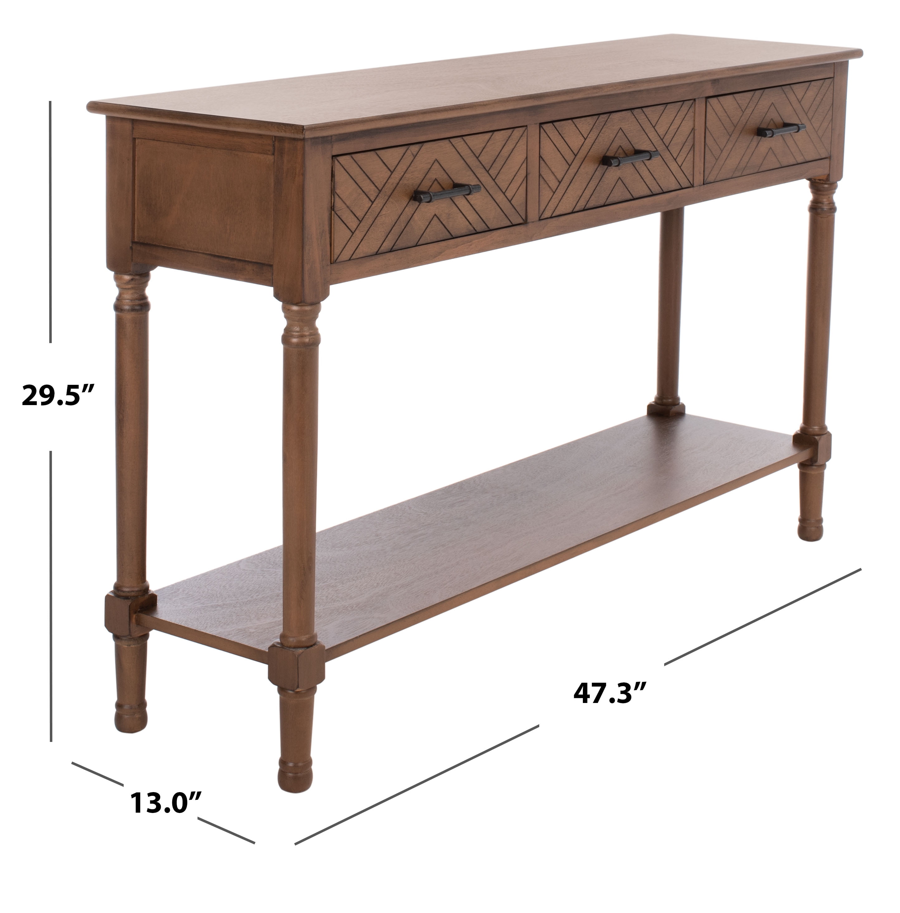 SAFAVIEH Peyton French Brown Wood Console Table with Drawer (47.3 in. W x 13 in. D x 29.5 in. H) - Image 3