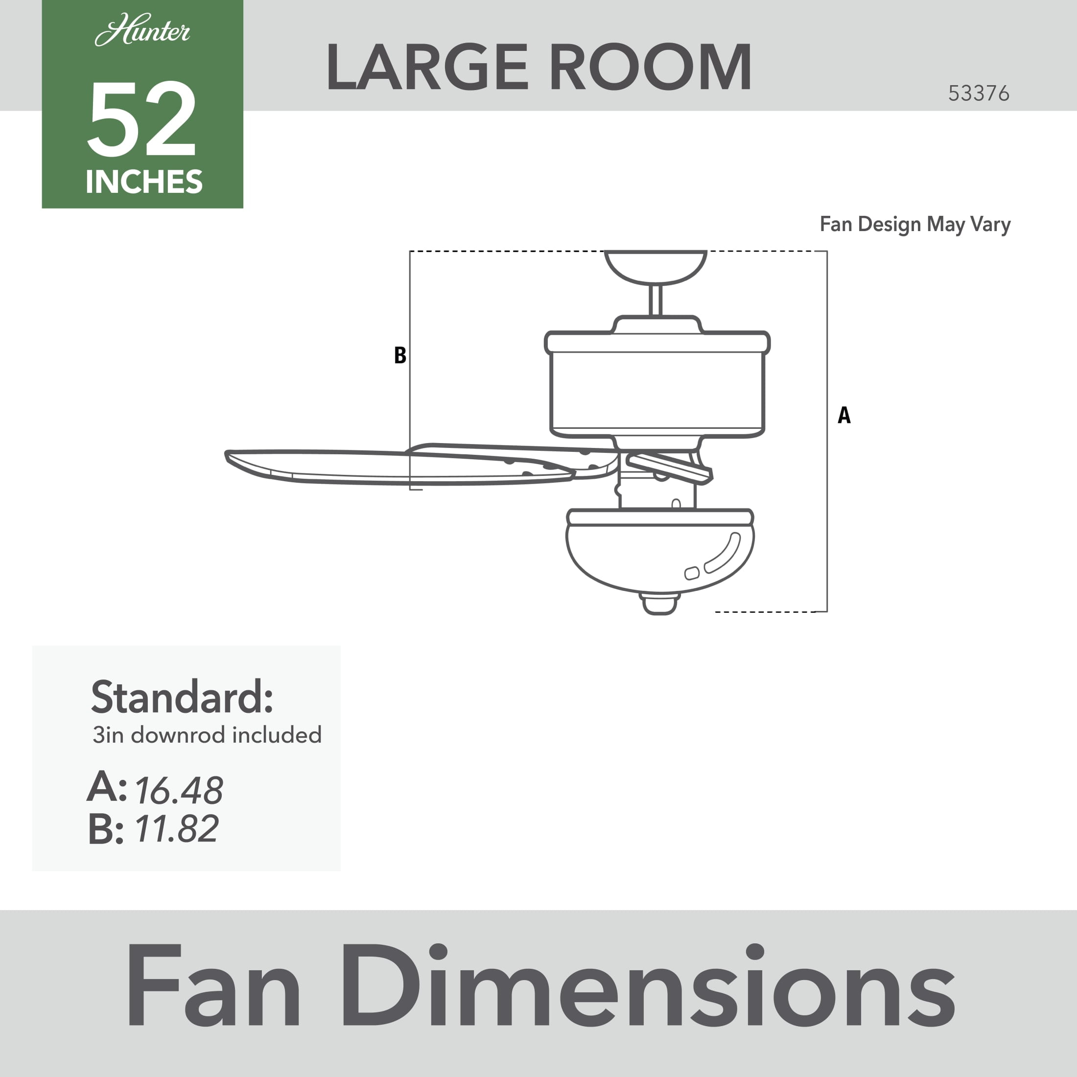 Hunter - Kenbridge Indoor Ceiling Fan With Light, 52-inch, Noble Bronze, Rustic-style, 3-speed WhisperWind Motor, 53376, for living rooms, bedrooms, home offices, kitchens - Image 4