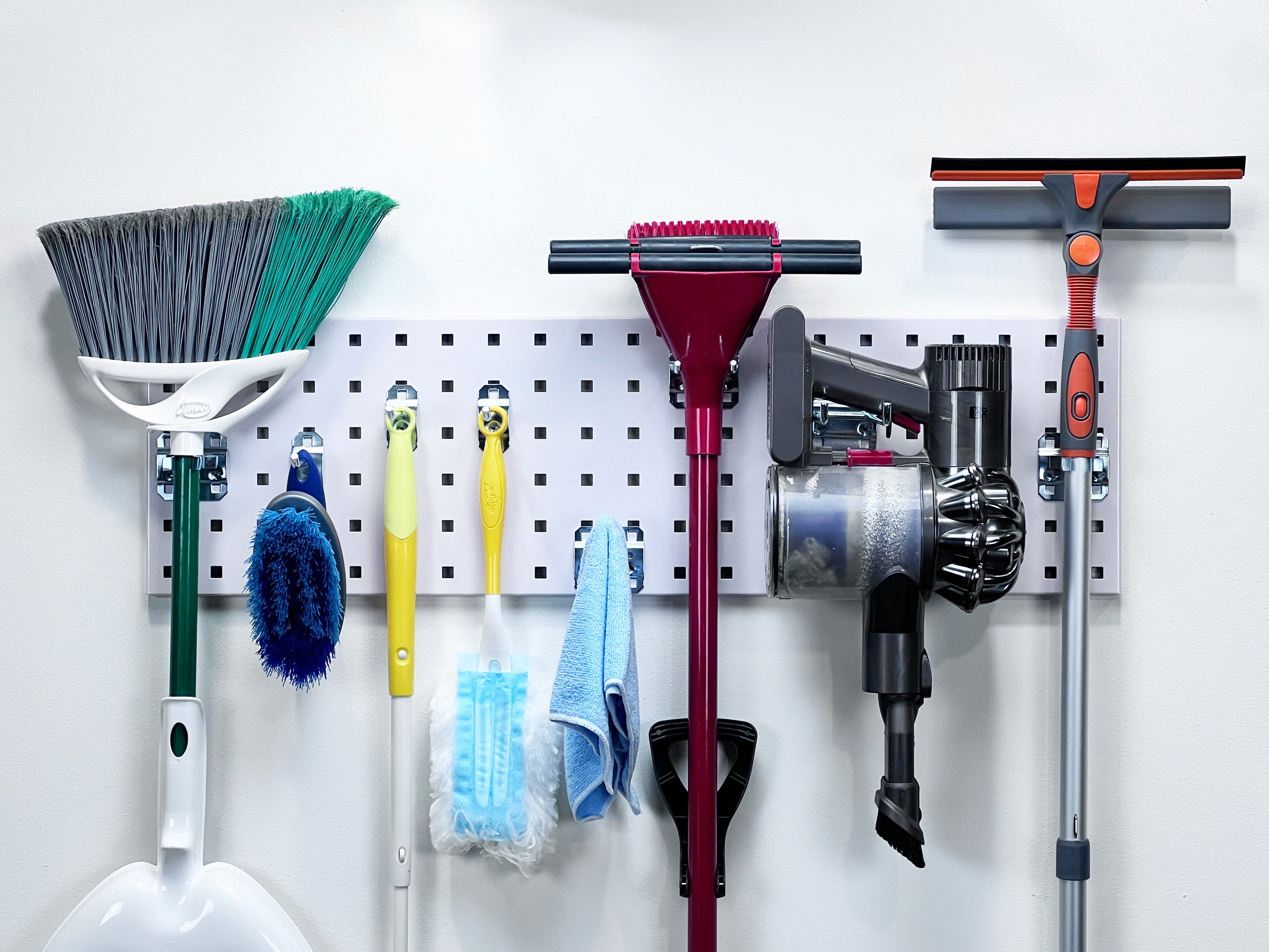 Triton Products® White Garden Storage Kit with (1) 31.5 In. x 9 In. 18 Gauge Steel Square Hole Pegboard and 8 pc LocHook Assortment - Image 4