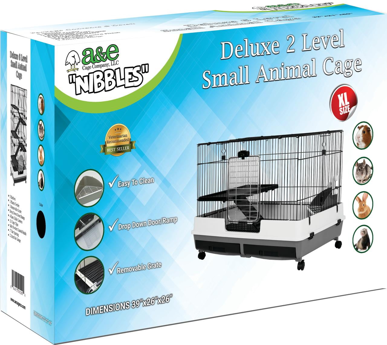 A&E Cage 39"x26"x26" DELUXE 2 Level Small Animal Cage - Image 2
