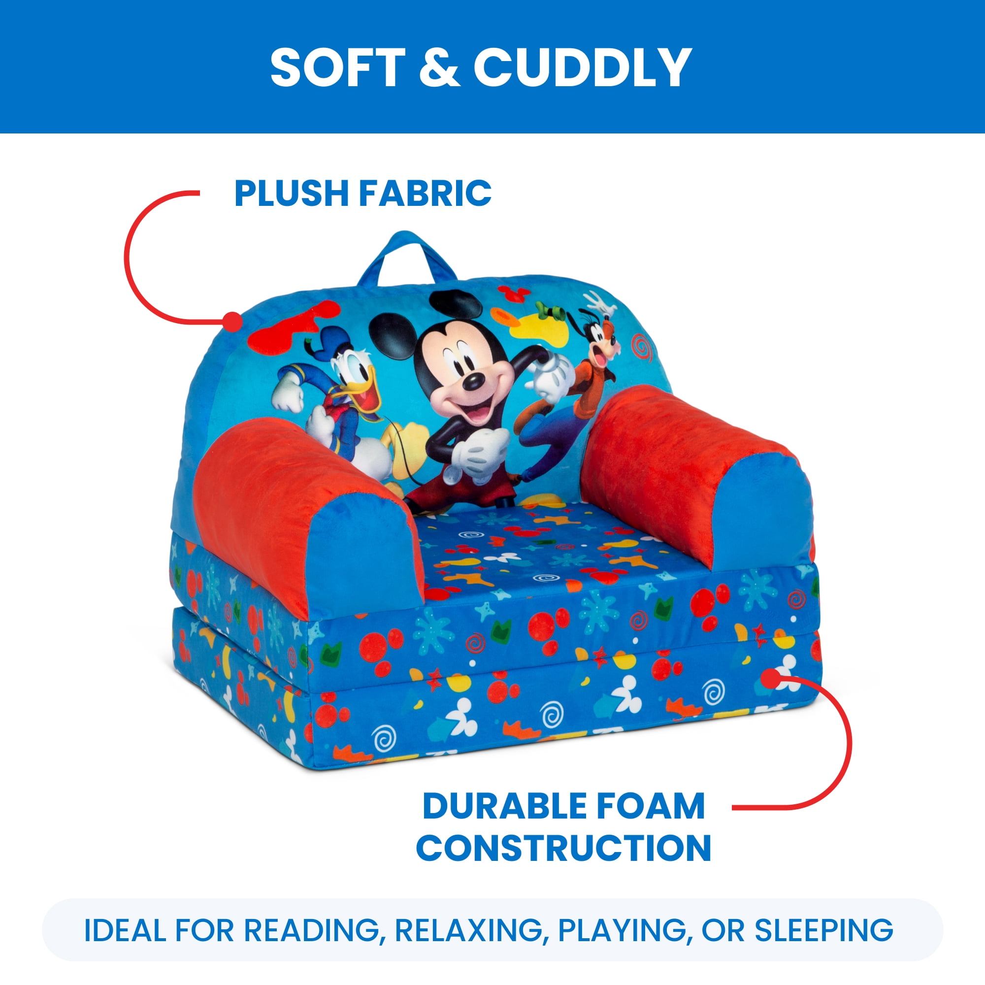Mickey Mouse Cozee Buddy Flip-Out Chair by Delta Children, Blue - Image 8