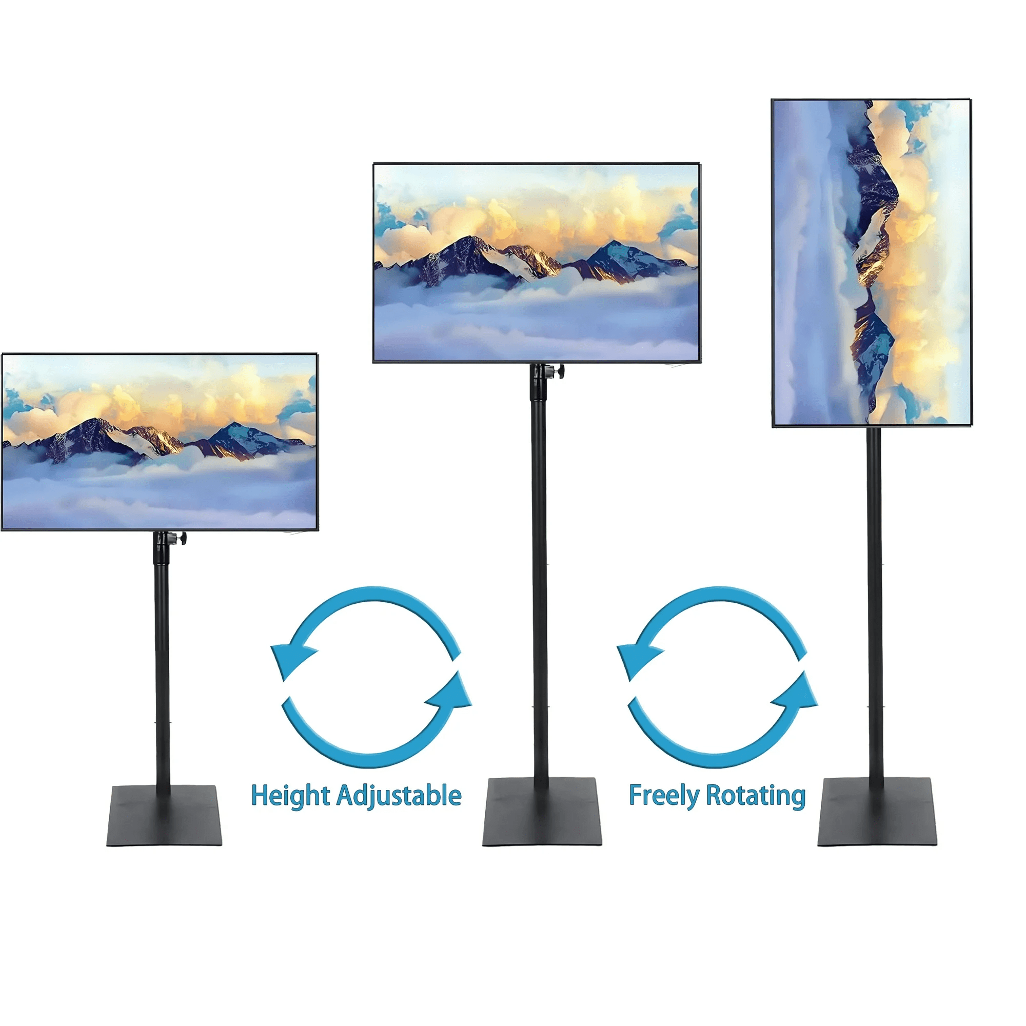 Petoto Floor TV Stand with Mount for 13-43 inch, Height Adjustable Universal Metal Swivel TV Stand, Black - Image 11