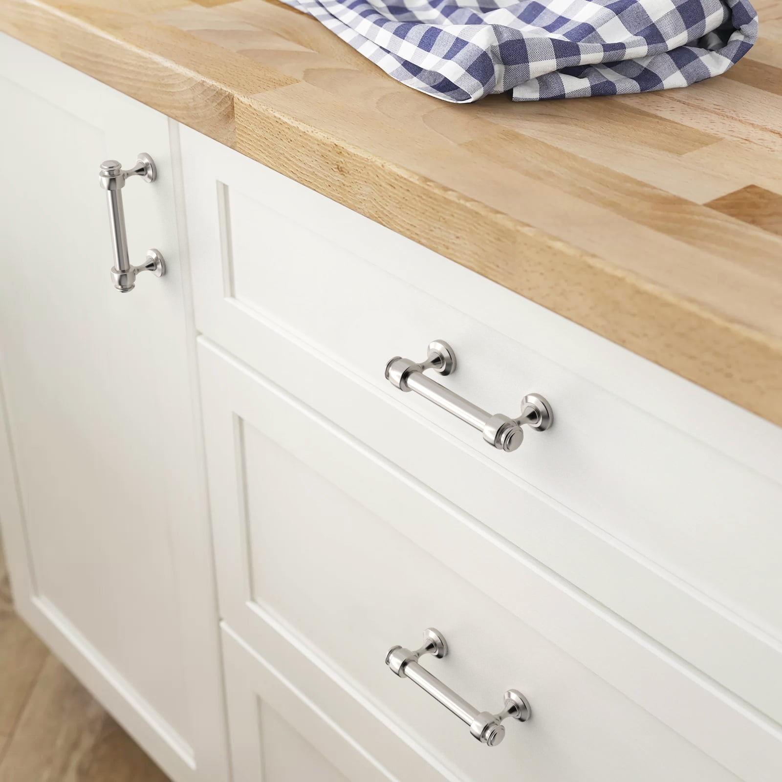 Furniware 10 Pack Straight Bar 3inch Hole Size Cabinet Drawer Handles,Brushed Satin Nickel Cabinet Hardware - Image 5