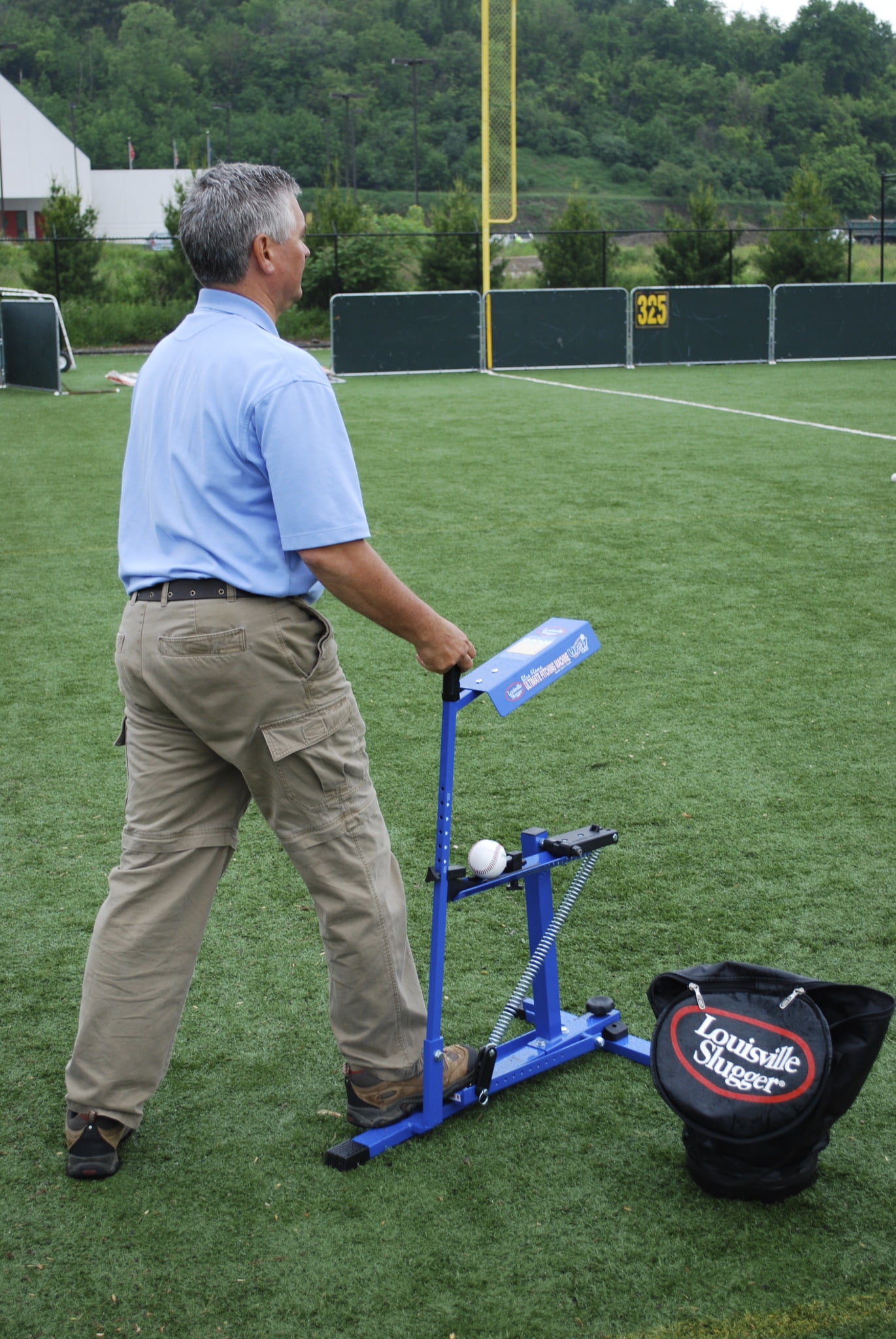 Louisville Slugger Blue Flame Pitching Machine – Manual Baseball & Softball Trainer, Throws Up to 60 MPH, Youth & Adult Practice Tool - Image 3