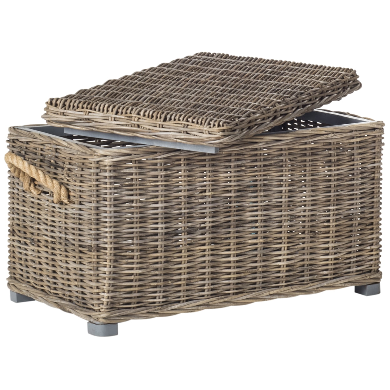 Safavieh Salim Nautical Storage Wicker Trunk with Handle - Image 4