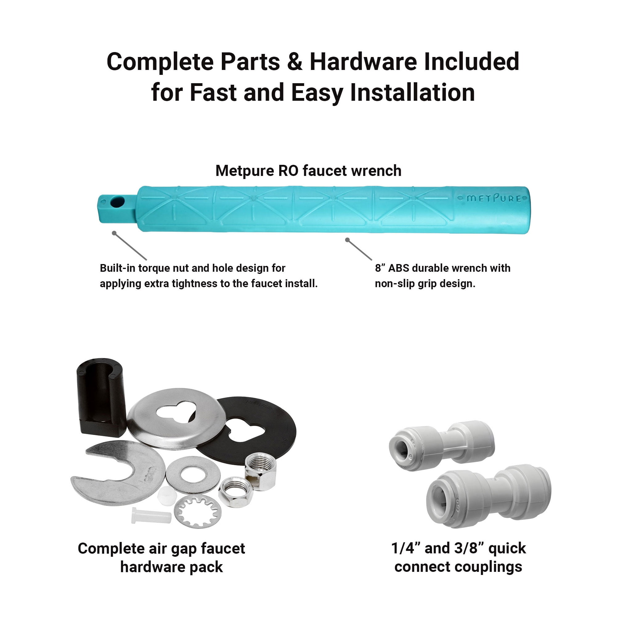 Metpure Water Filtration Faucet Matte Black Vase Style Air Gap Reverse Osmosis Drinking Water Dispenser With Faucet Wrench - Image 10