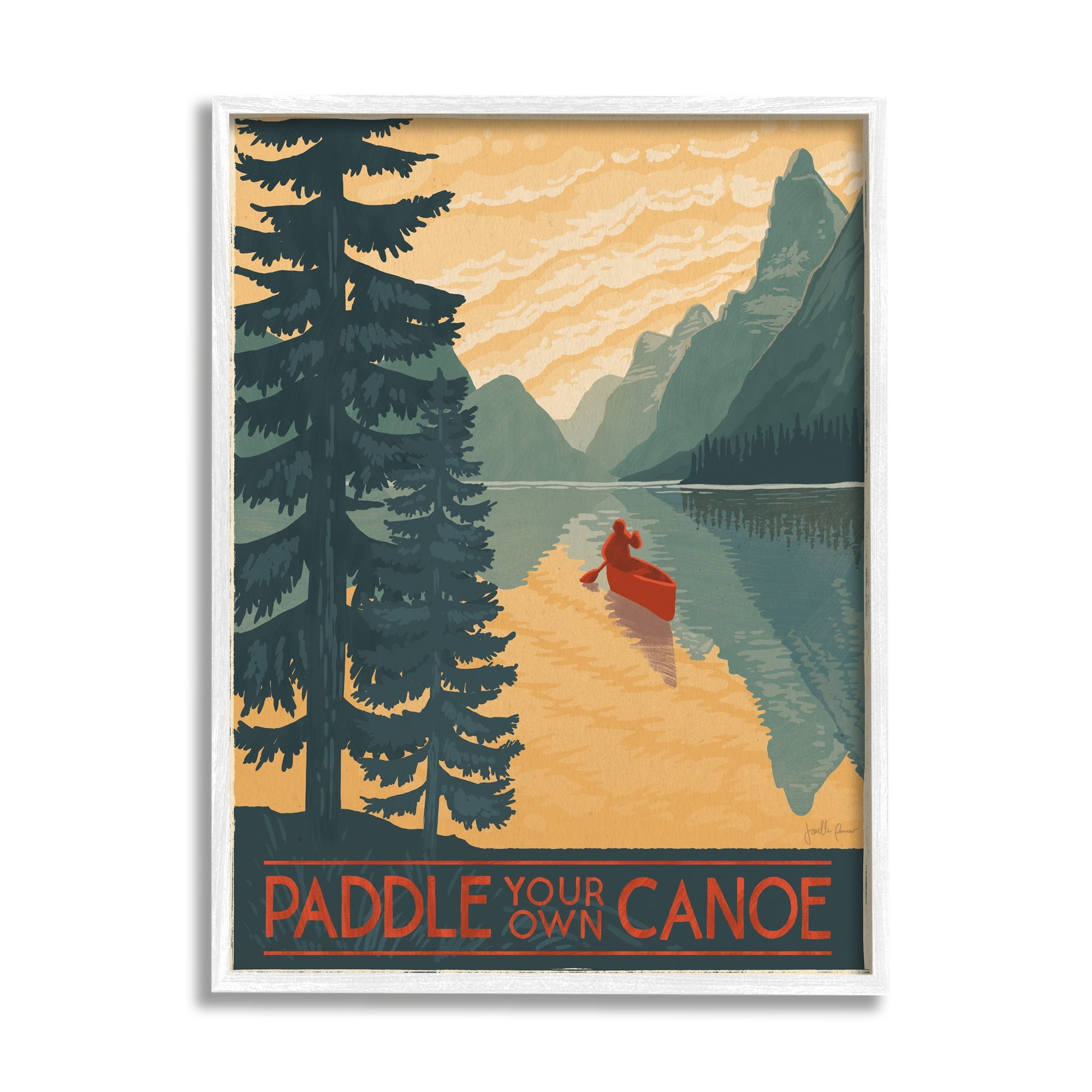 Paddle Your Own Canoe Phrase Mountain Lake Adventure White Framed Giclee Art, 24 x 30, Made In USA - Image 5