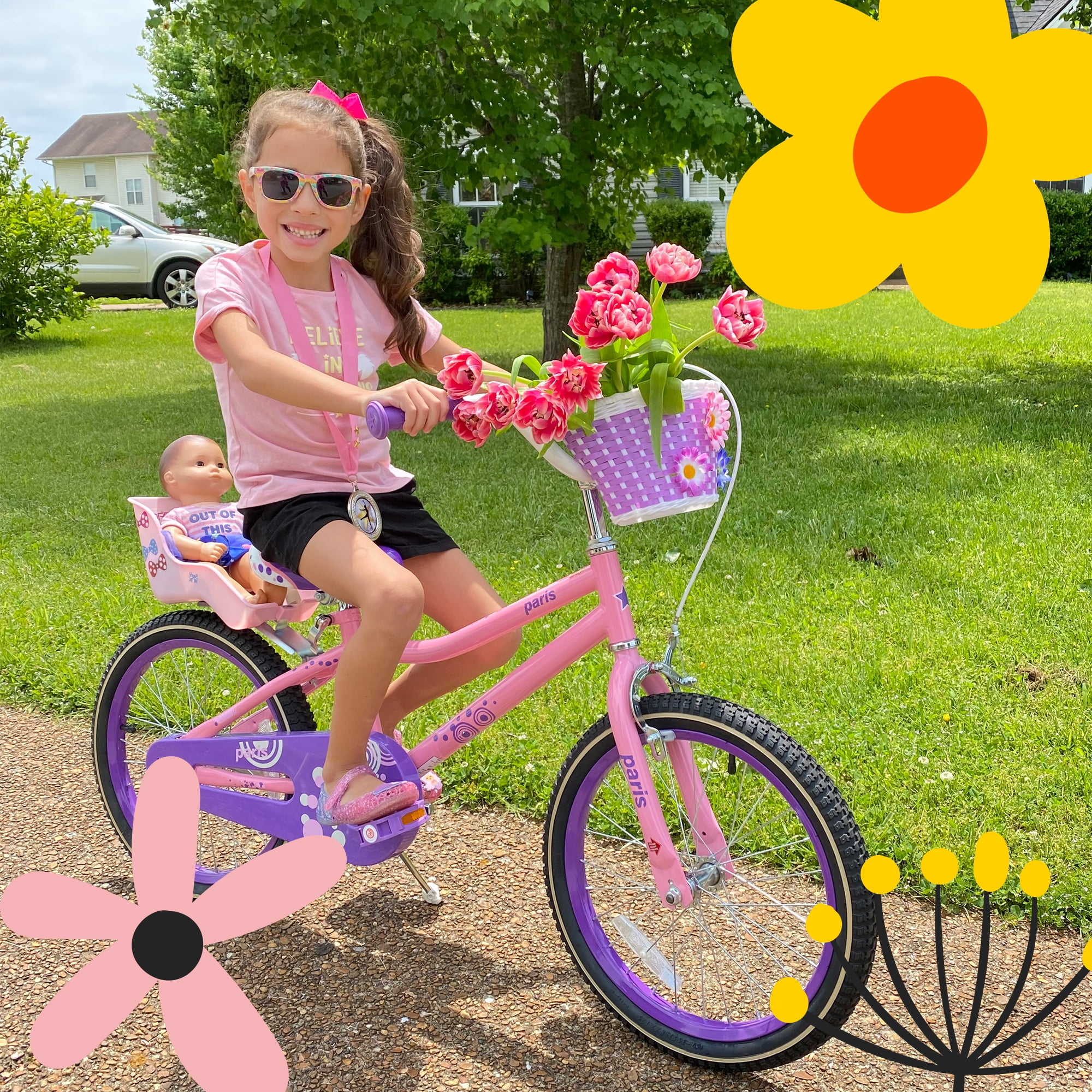JOYSTAR Paris Girls Bike, 14 Inch Kids Bike with Training Wheels, Pink - Image 3