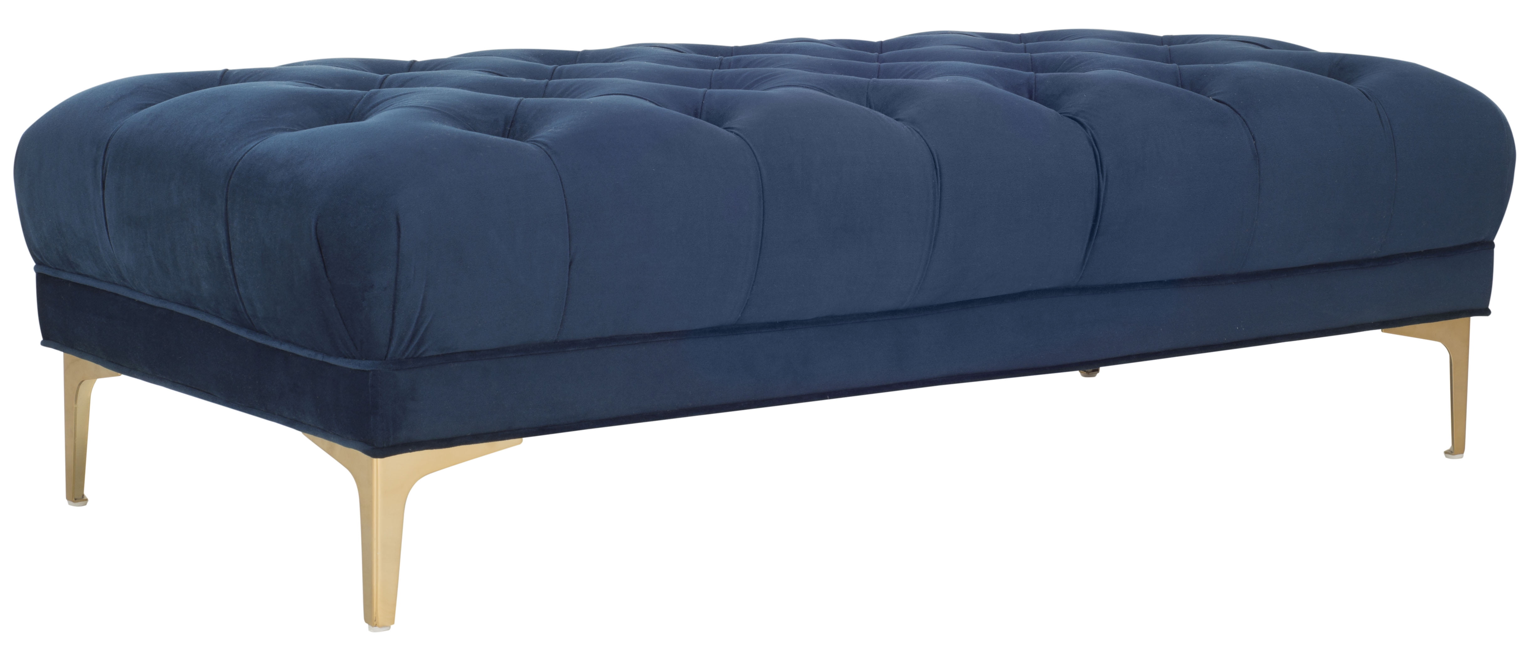SAFAVIEH Zarya Modern Glam Rectangular Tufted Bench, Navy/Brass - Image 6