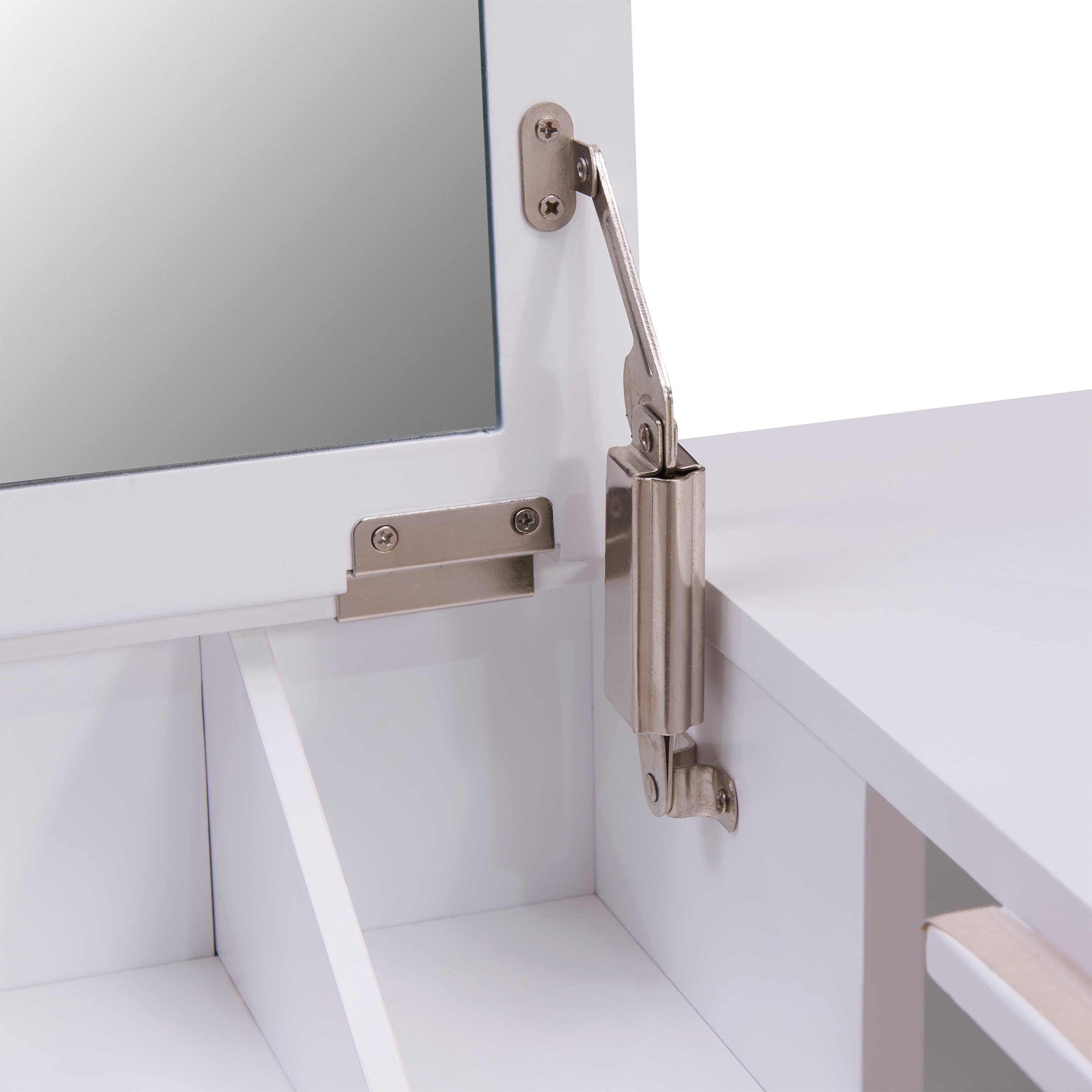 SEI Furniture White Wall Mount Ledge with Vanity Mirror 31.75 x 16 - Image 4