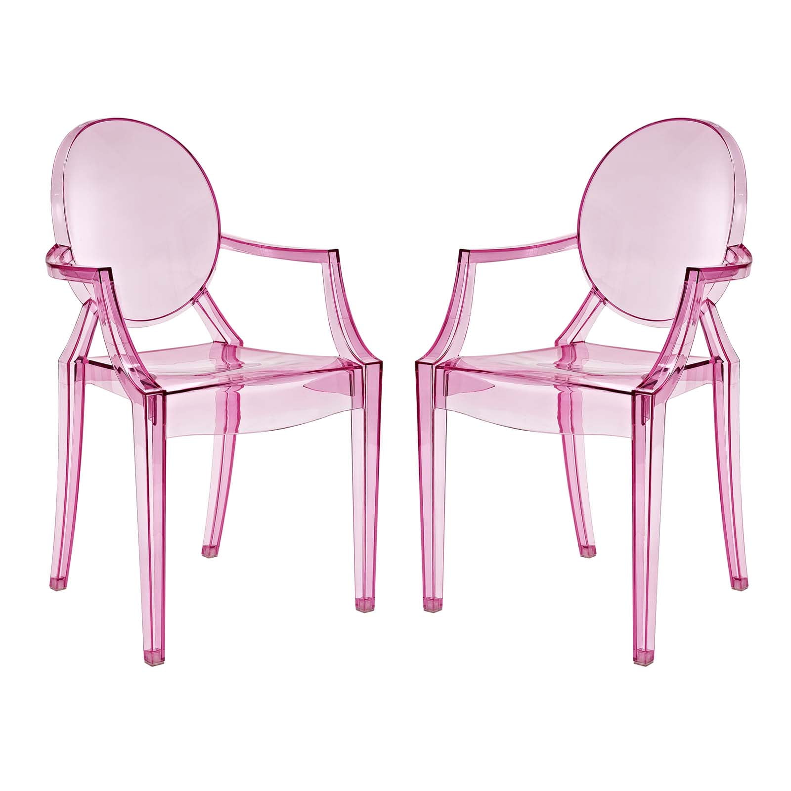 Modway Casper 18.5" Polycarbonate Plastic Dining Armchairs in Pink (Set of 2) - Image 3