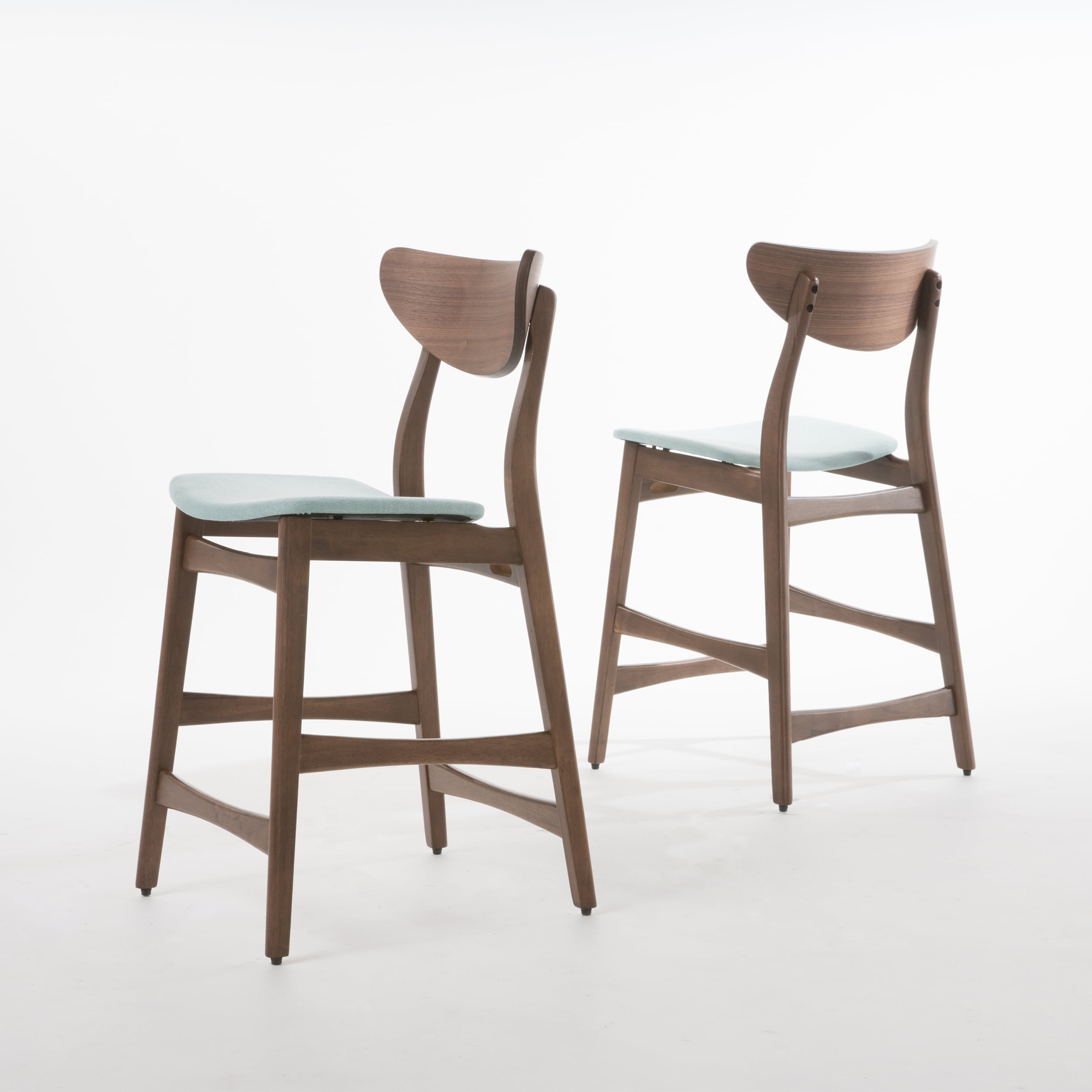 Noble House Gillian Indoor Fabric Upholstered Counter Stool, Set of 2, Mint - Image 6