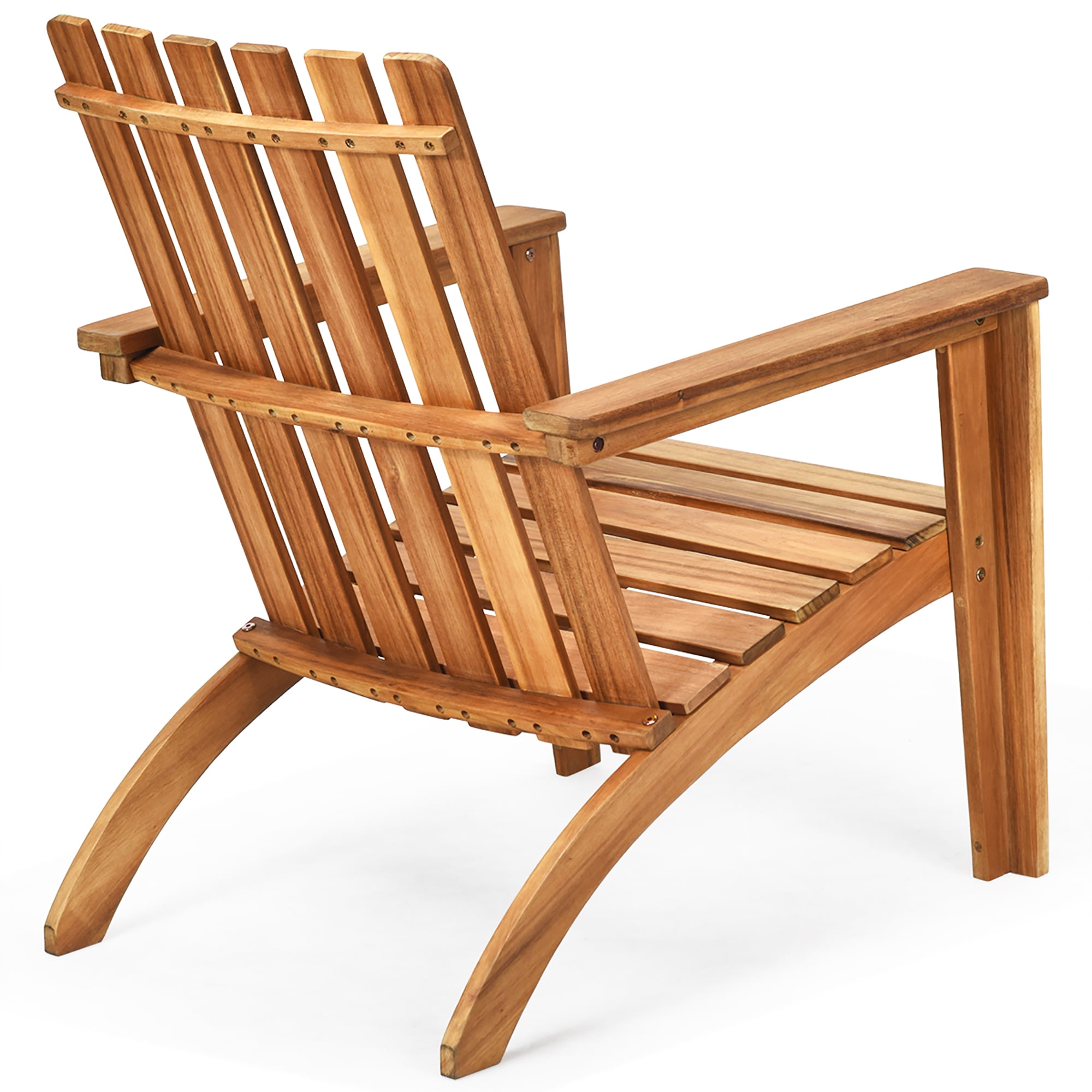 Costway Patio Acacia Wood Adirondack Chair Lounge Armchair sturdy Outdoor Garden Yard - Image 8