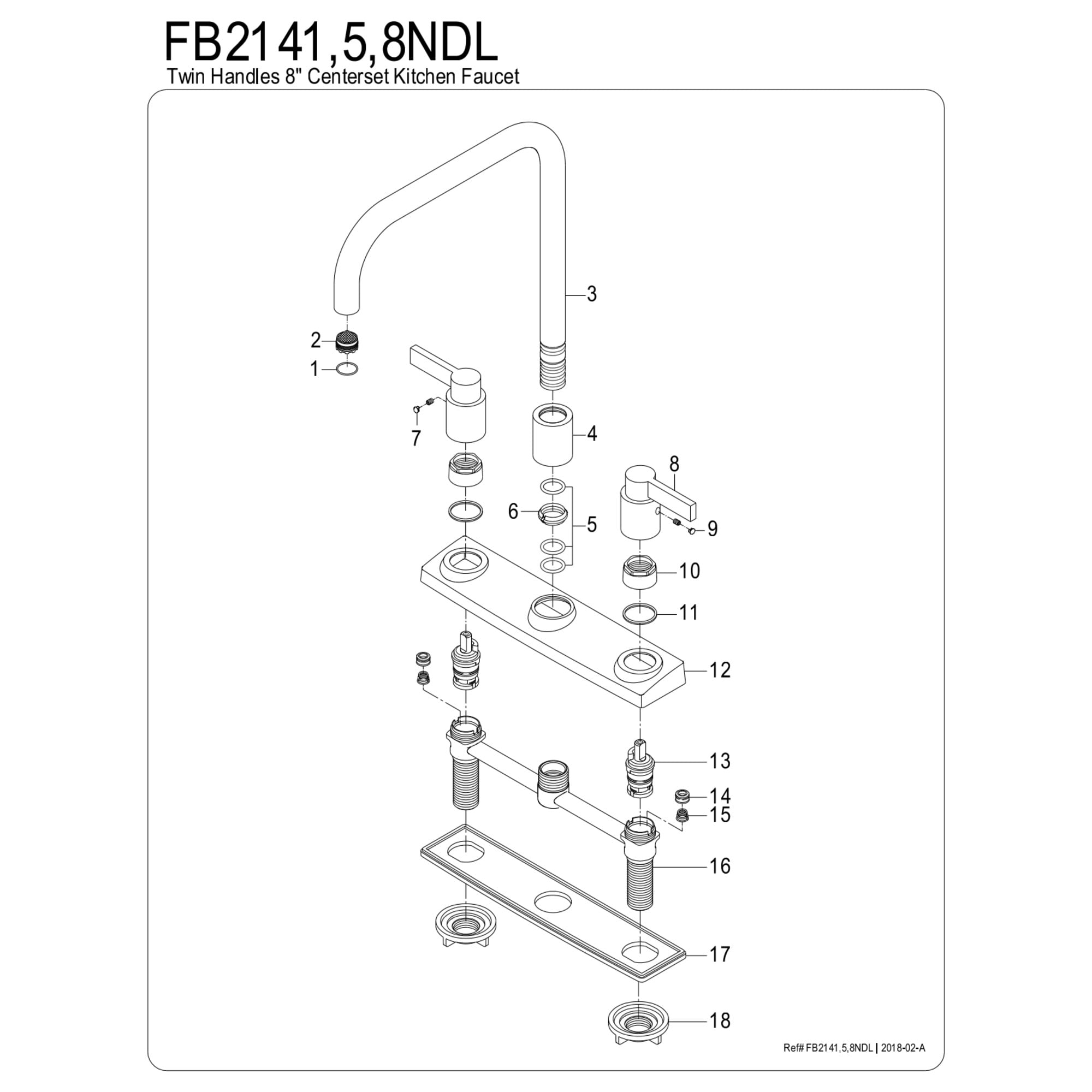Kingston FB2148NDL NuvoFusion Two-Handle 2-Hole 8" Centerset Kitchen Faucet in Brushed Nickel - Image 6