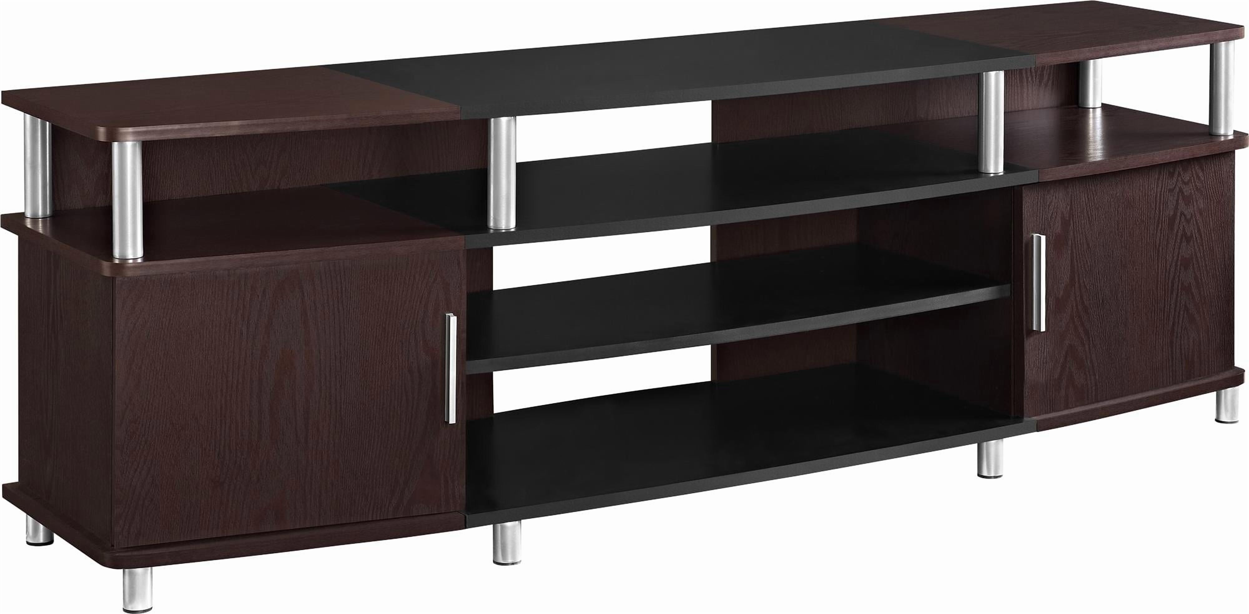 Ameriwood Home Carson TV Stand fits up to 70" with Multiple Open Shelves, Cherry and Black - Image 9