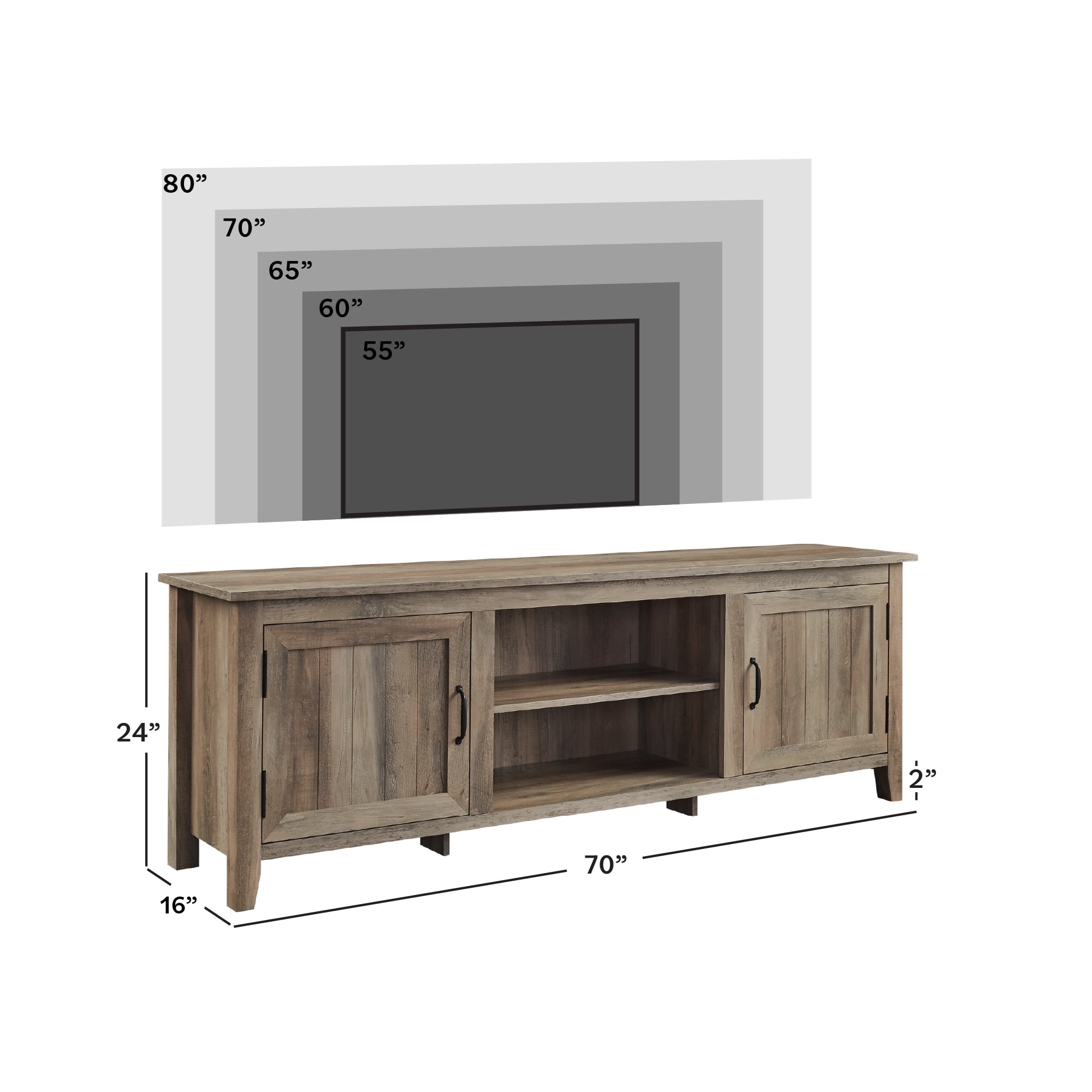 Walker Edison Farmhouse Grooved Door TV Stand for TVs up to 80", Grey Wash - Image 9