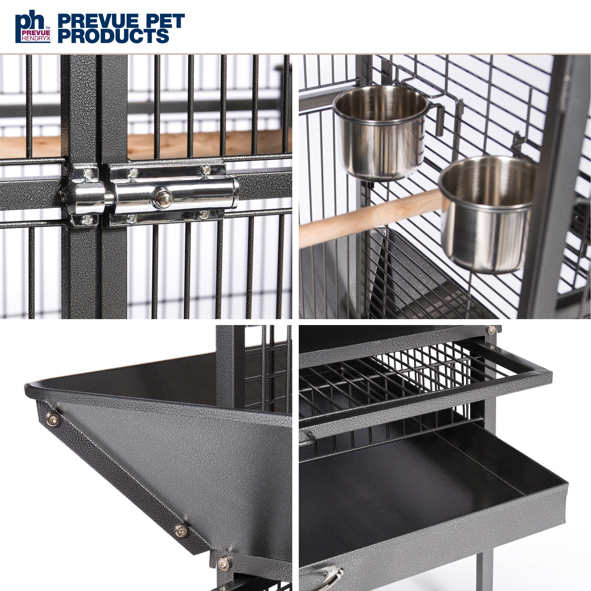 Prevue Pet Products Select Wrought Iron Parrot Bird Cage 24x20x60", Chalk White - Image 12