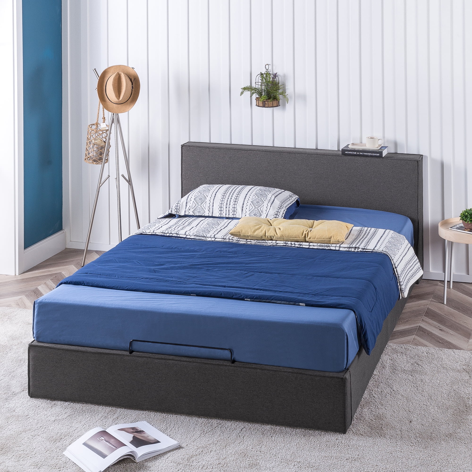 Zinus Finley 34" Upholstered Platform Bed with Lifting Storage, Full - Image 11