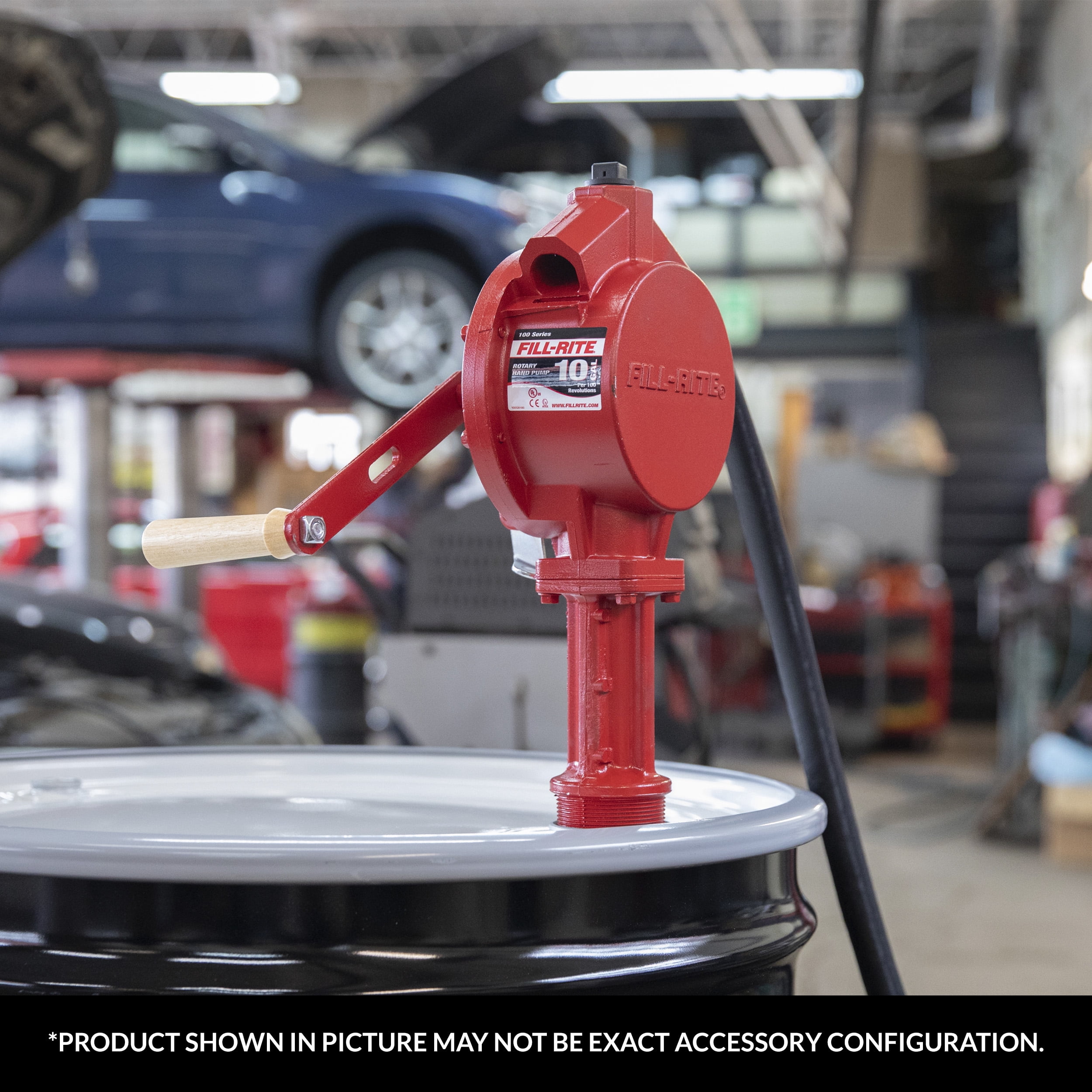 Fill-Rite FR112 Fuel Transfer Rotary Hand Pump w/Discharge Hose, Nozzle Spout, & Suction Pipe - Image 3