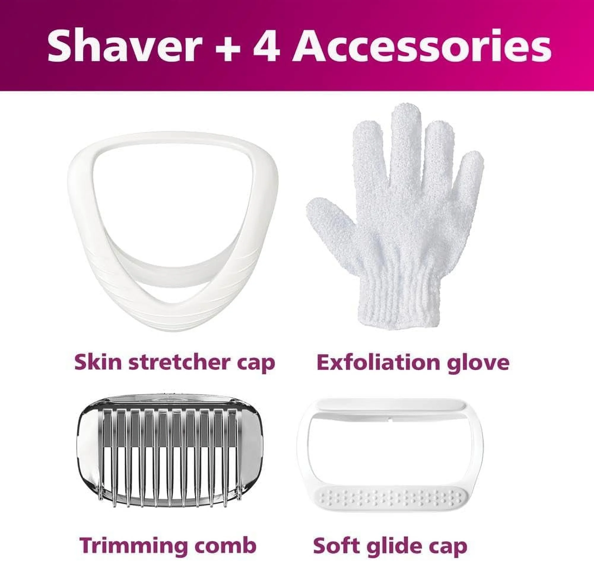 Philips Norelco Womens Electric Shaver Series 6000, Beauty Cordless with 4 Accessories, BRL136/00, White - Image 3