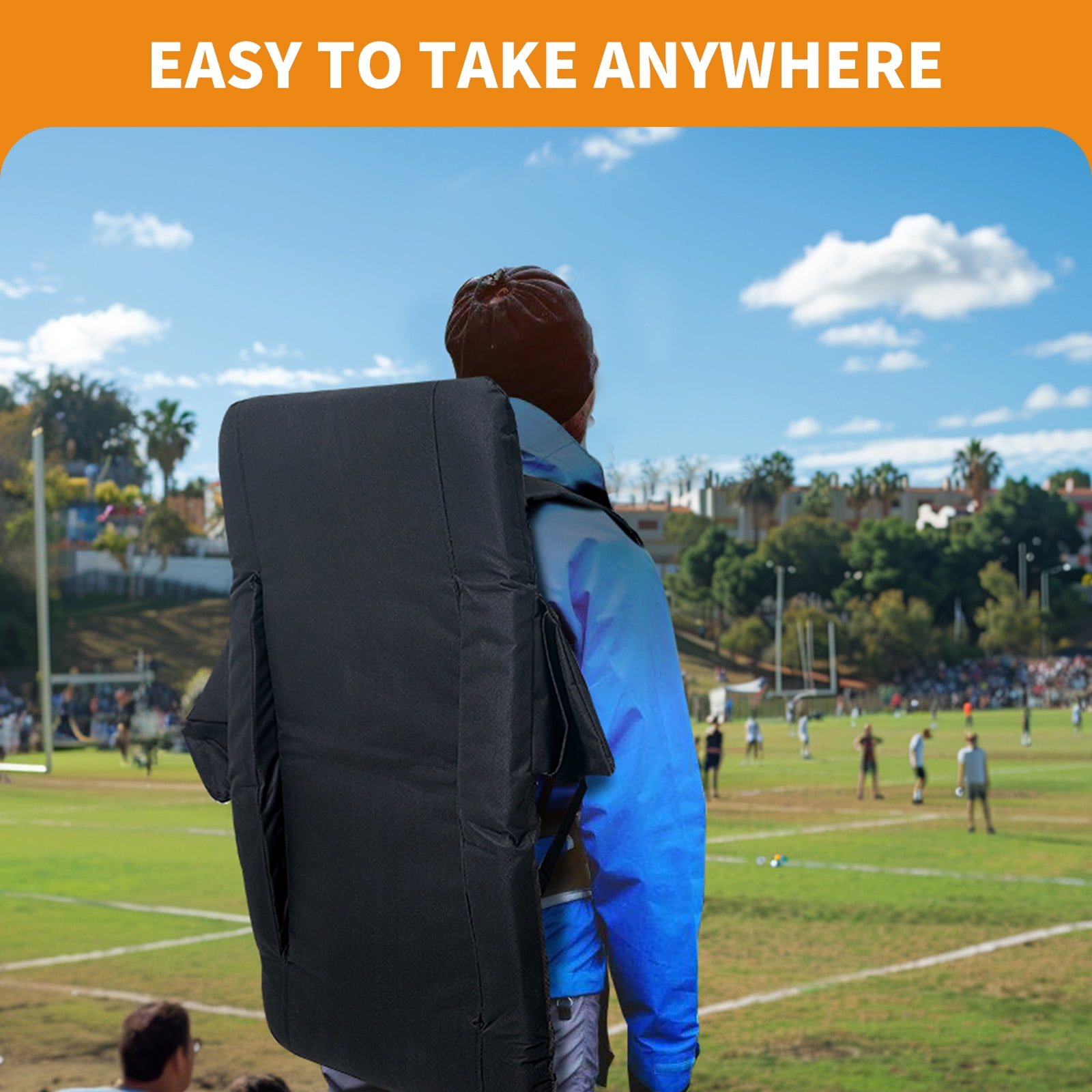 Slsy 25" Heated Massage Stadium Seats, Folding Bleacher Chair, 3 Levels of Heat&Massage, 6 Reclining Positions for Indoor Stadiums, Baseball Stadiums - Image 7