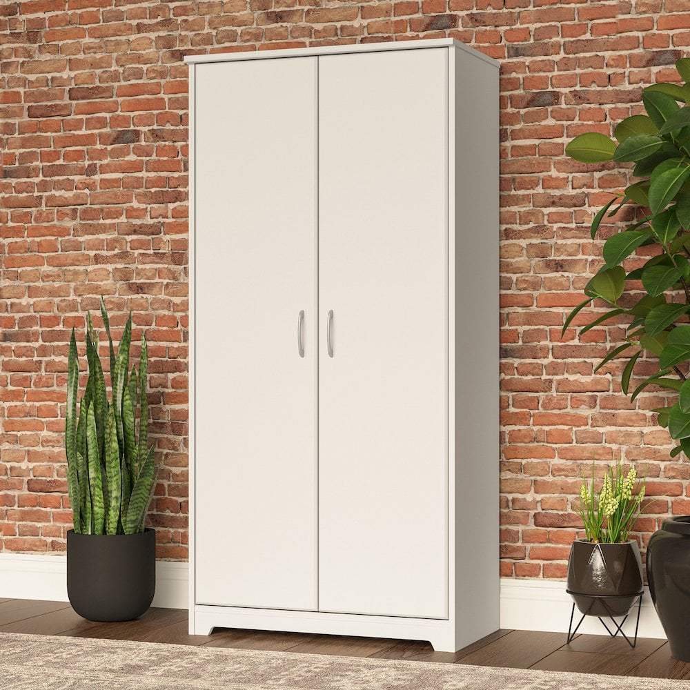 Bush Furniture Cabot Tall Storage Cabinet with Doors in White - Image 3