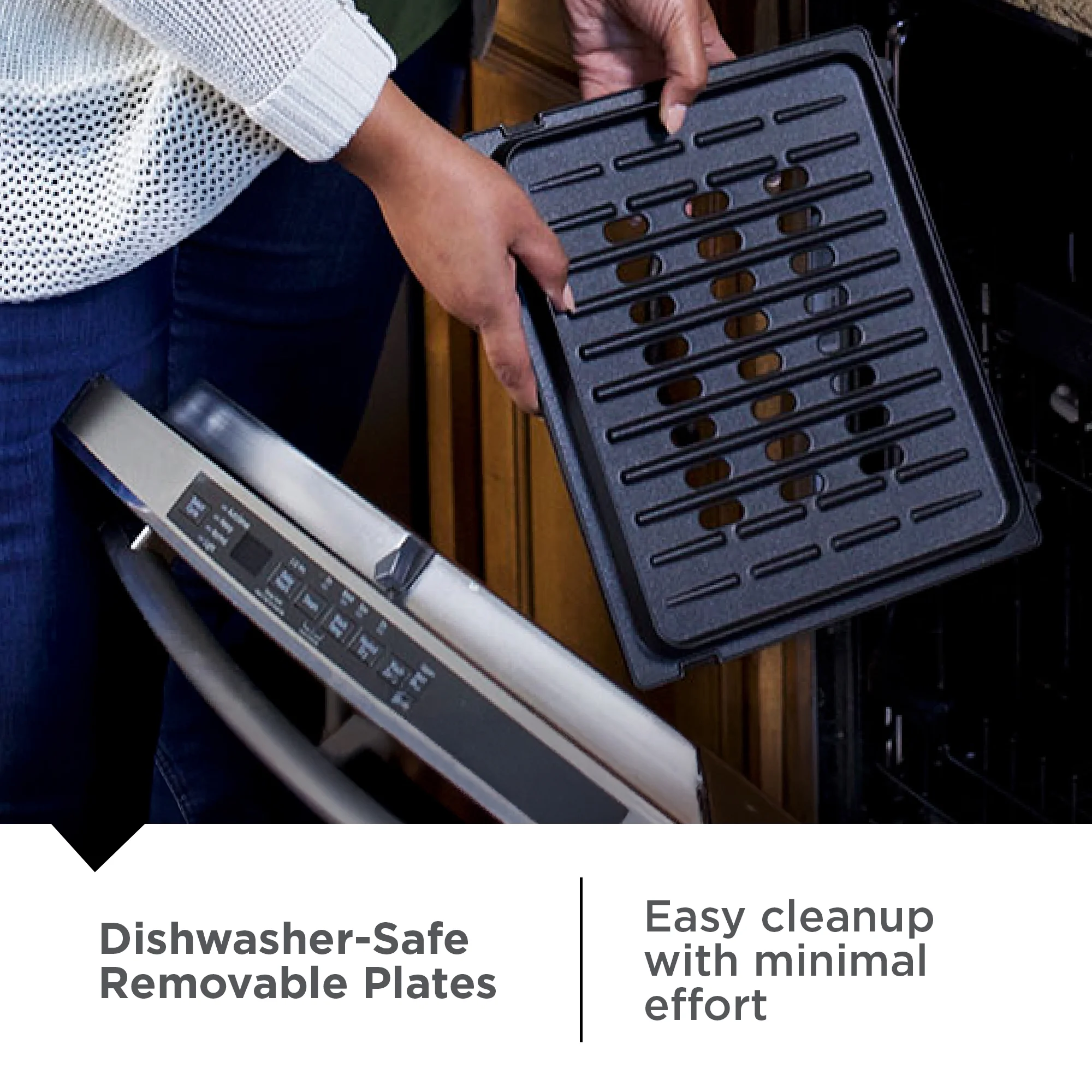 George Foreman 4–6 Serving Electric Indoor Grill, Contact Smokeless Grilling with Removable Plates and Drip Tray, Stainless Steel Housing - Image 2