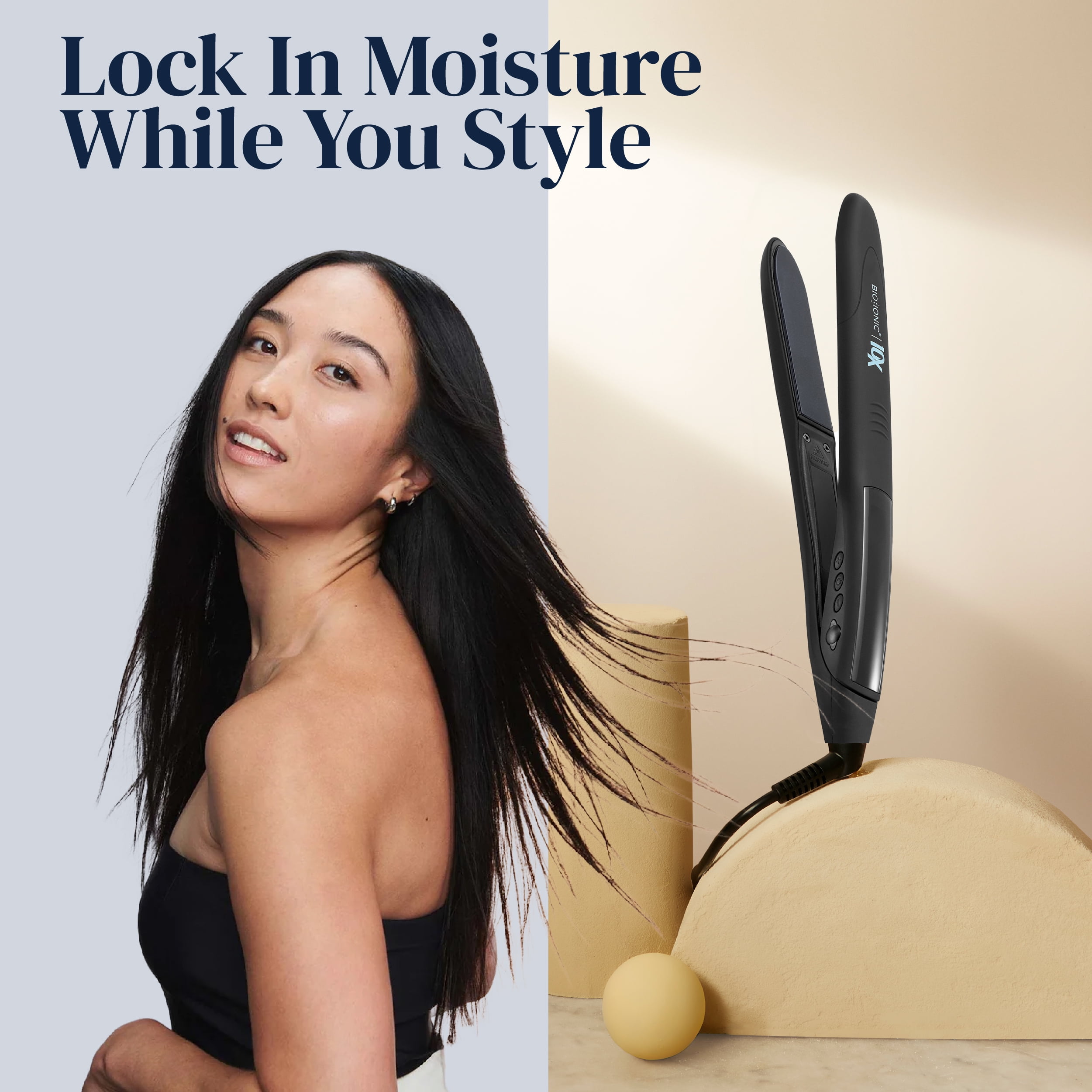 Bio Ionic 10X Styling Flat Iron, 1" Hair Straightener with Sonic Vibrating Plates, Ceramic Flat Iron - Image 7